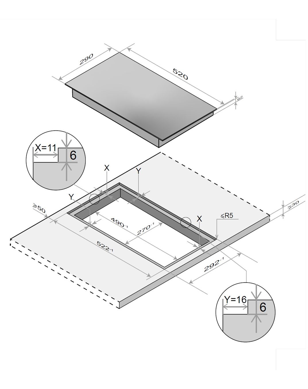 OPTIFIT Pantryküche »OPTImulti« Breite 100 cm, mit 2-Platten-Glaskeramikkochfeld