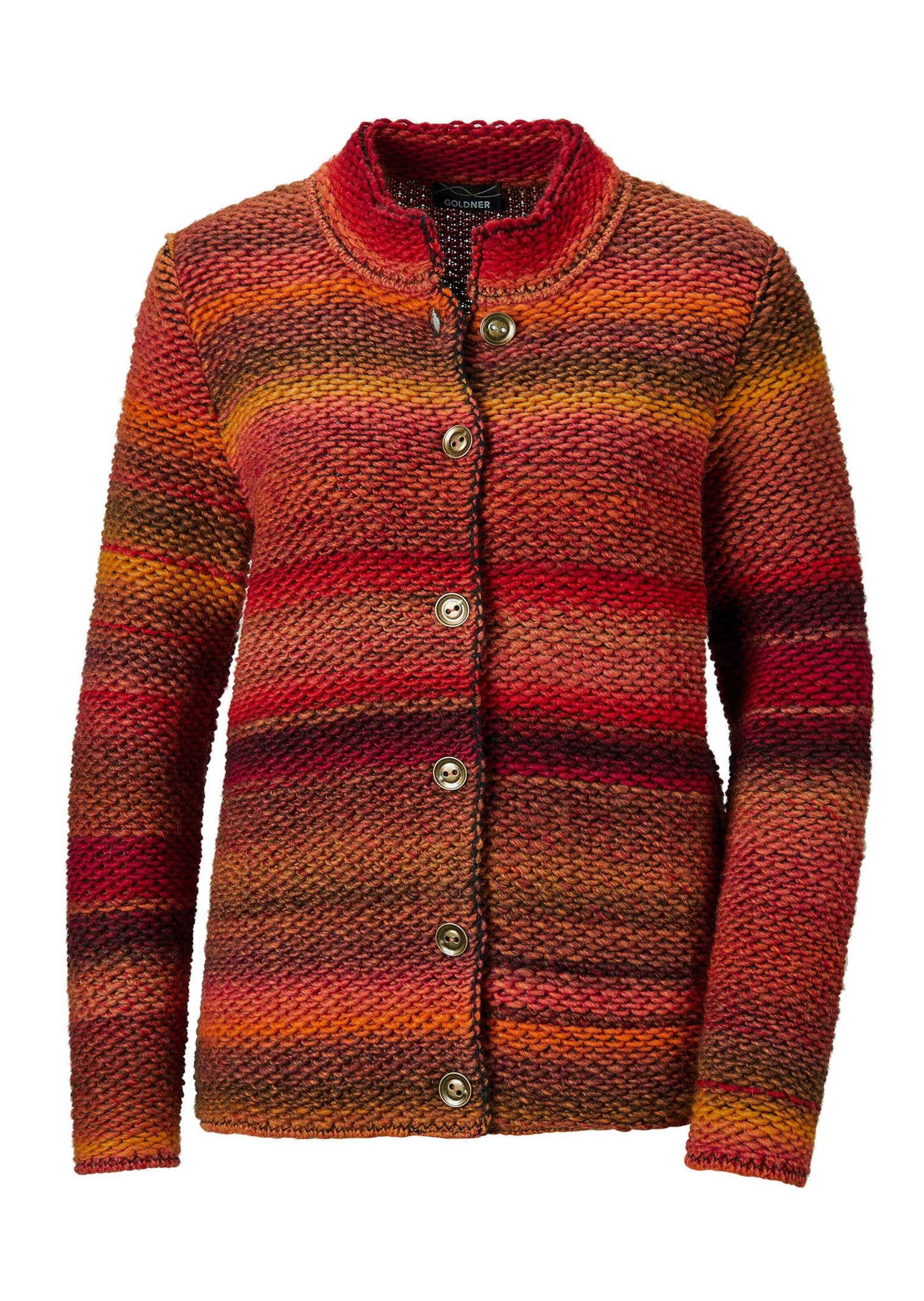 GOLDNER Strickjacke "Kurzgröße Multicolor Woll-Jacke mit Stehkragen" Multic günstig online kaufen