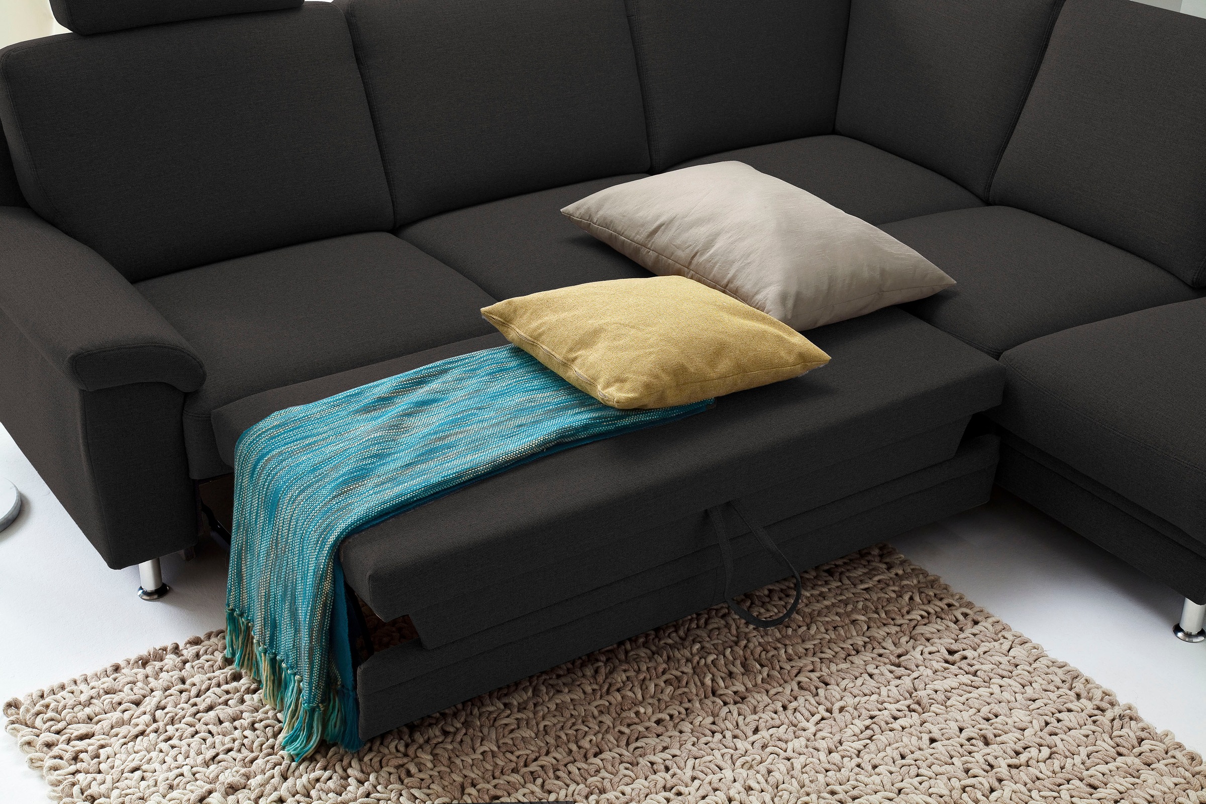 3C Carina Ecksofa »Korfu L-Form«, incl.- 1 Kopfstütze, wahlweise mit Schlafunktion und Stauraum
