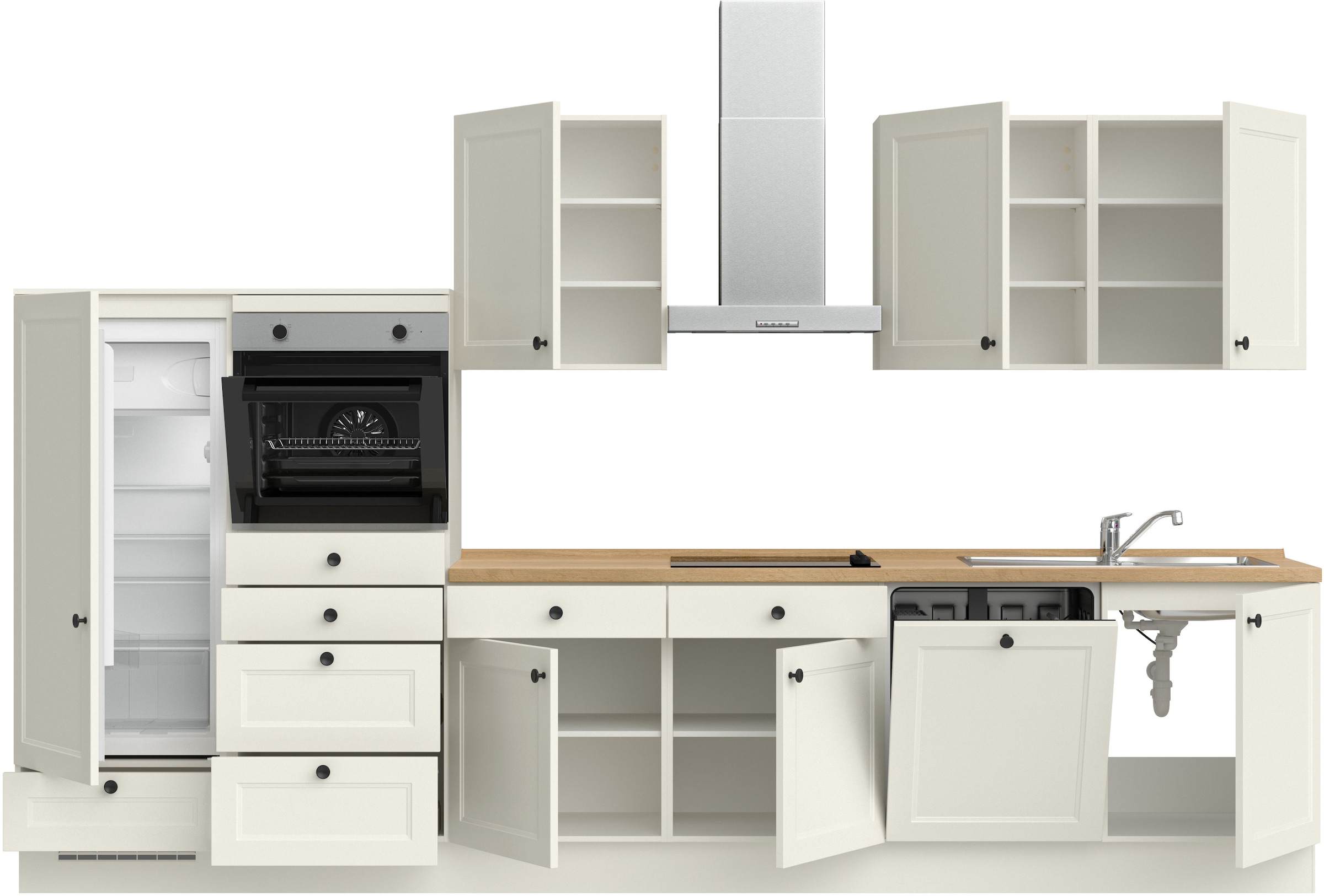 nobilia® Küchenzeile »"Cascada I"« vormontiert, Ausrichtung wählbar, Breite 360 cm, wahlw. mit E-Geräten