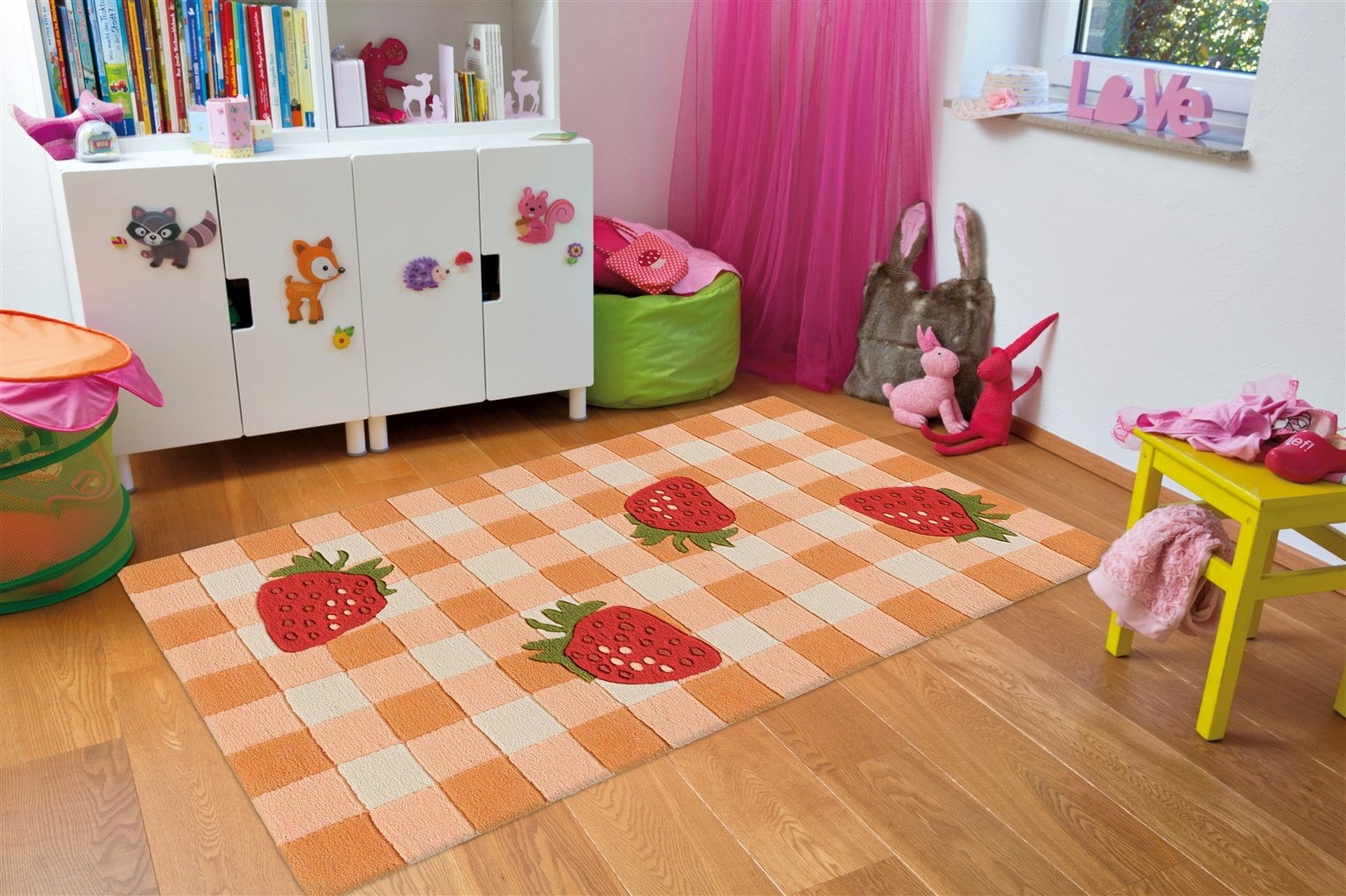 Arte Espina Teppich »Joy 996«, rechteckig, 22 mm Höhe, Farbenfrohes Design mit süßen Erdbeeren