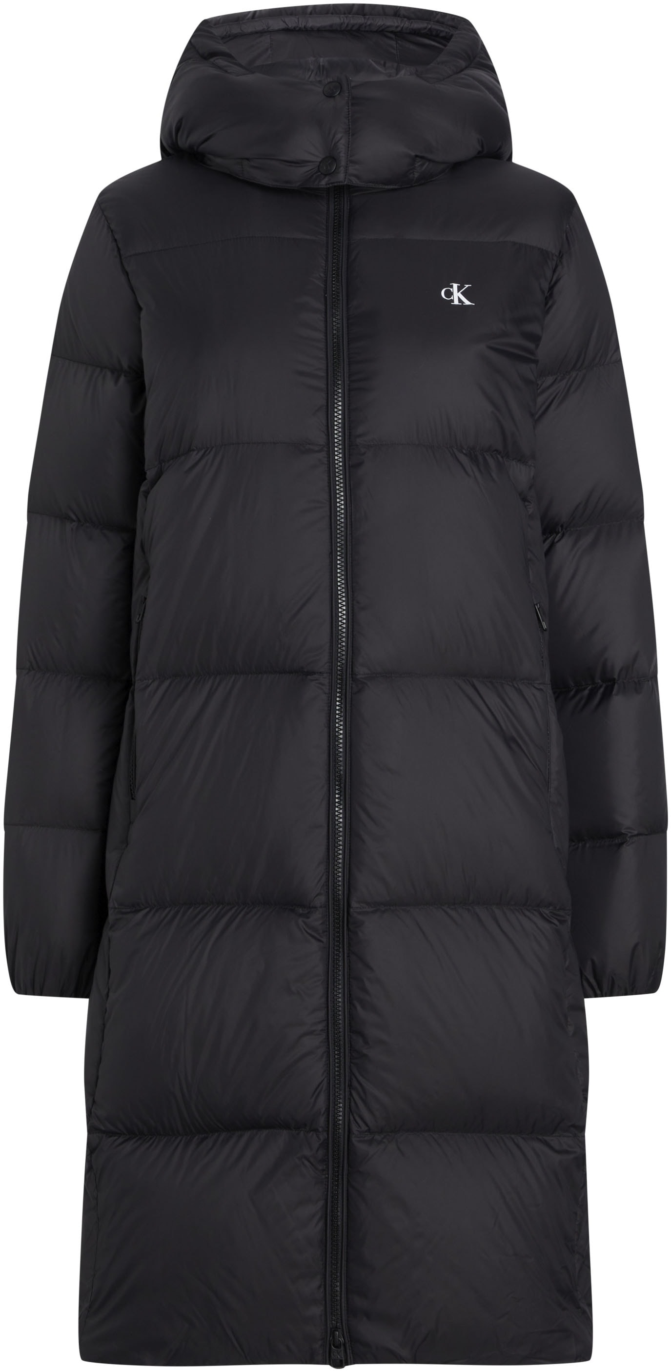 Calvin Klein Jeans Langjacke »DOWN LONG PUFFER«, mit Kapuze, mit Logodruck