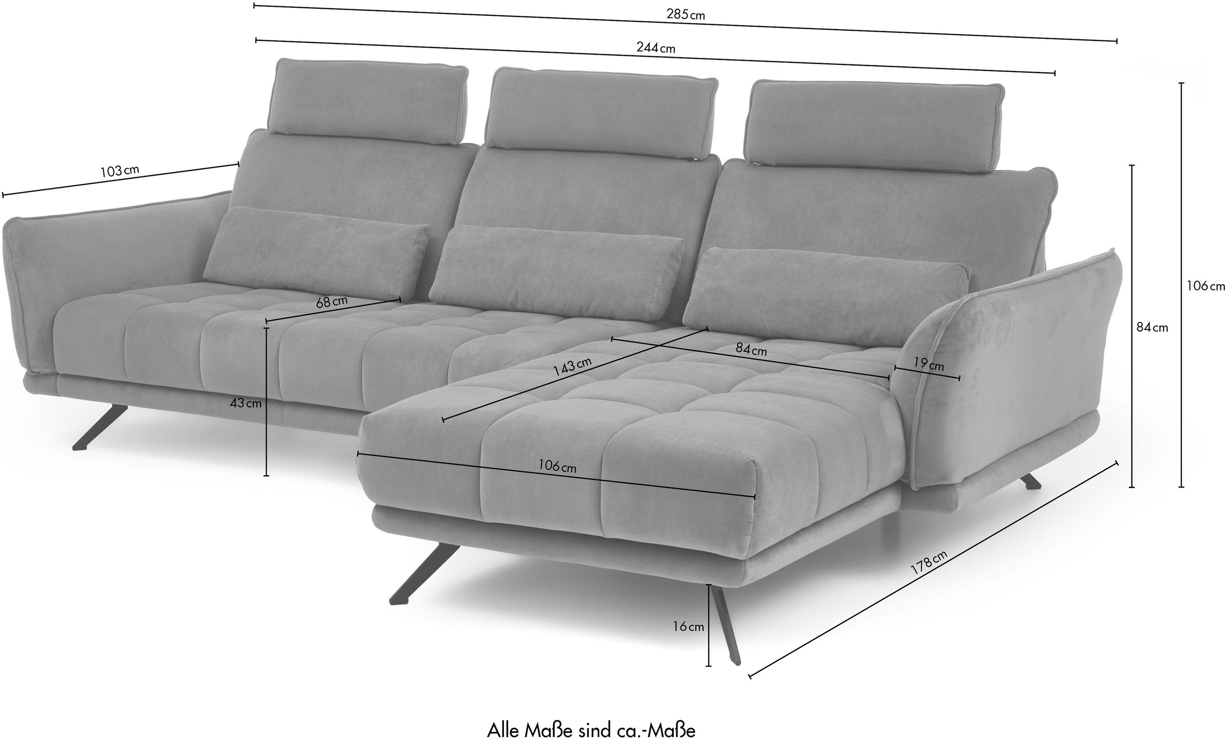 Die PlanBar Ecksofa »MP-IN20041 L-Form«, optional Sitztiefenverstellung und Kopfstützen