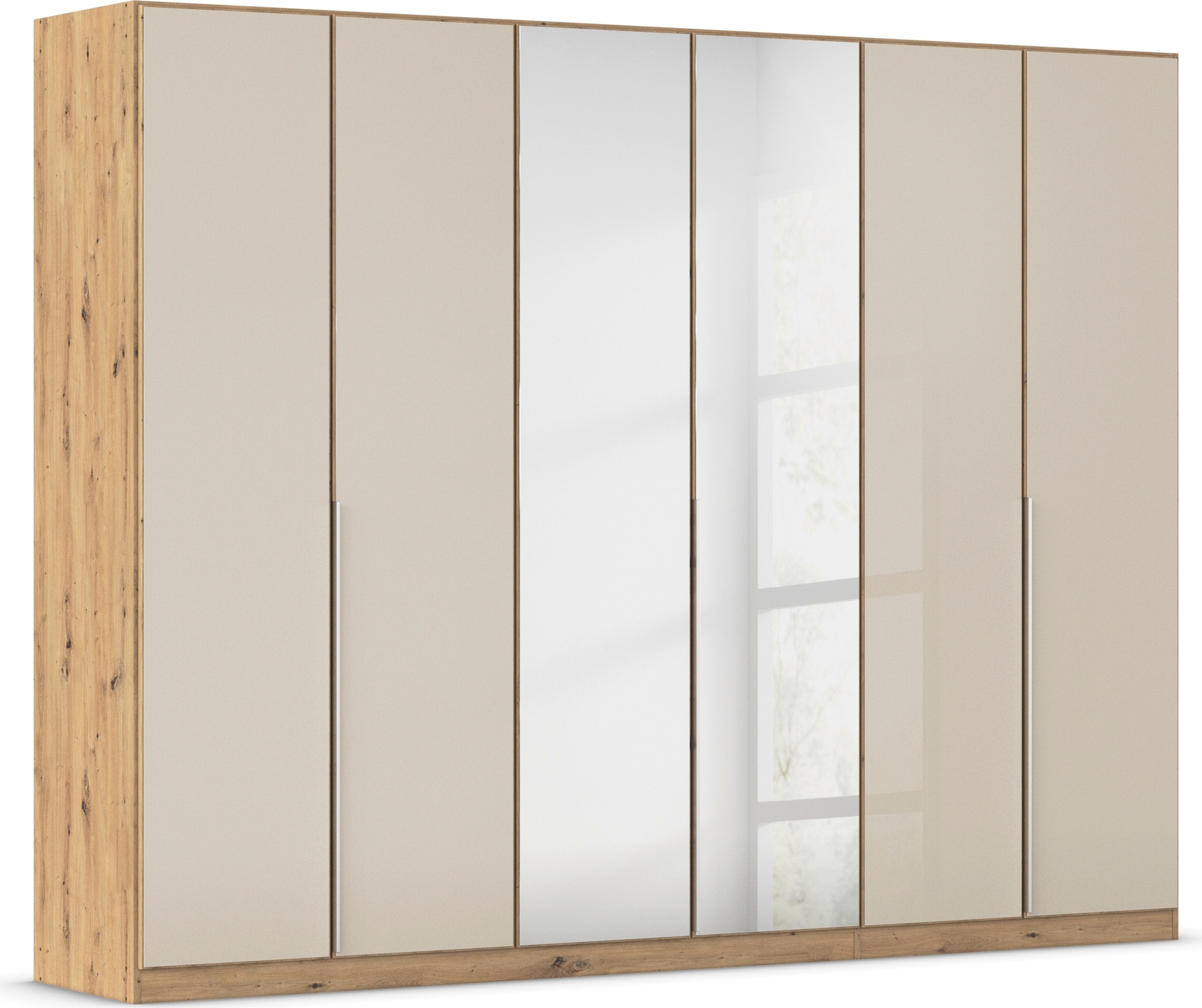 OTTO home Drehtürenschrank "Kleiderschrank Schrank Garderobe AGORDO mit Glasfront und Spiegel" in zwei Griff-Farben, Breiten 91-405 cm, durchdachte Innenausstattung, in 8 Breiten und 2 Höhen MADE IN GERMANY