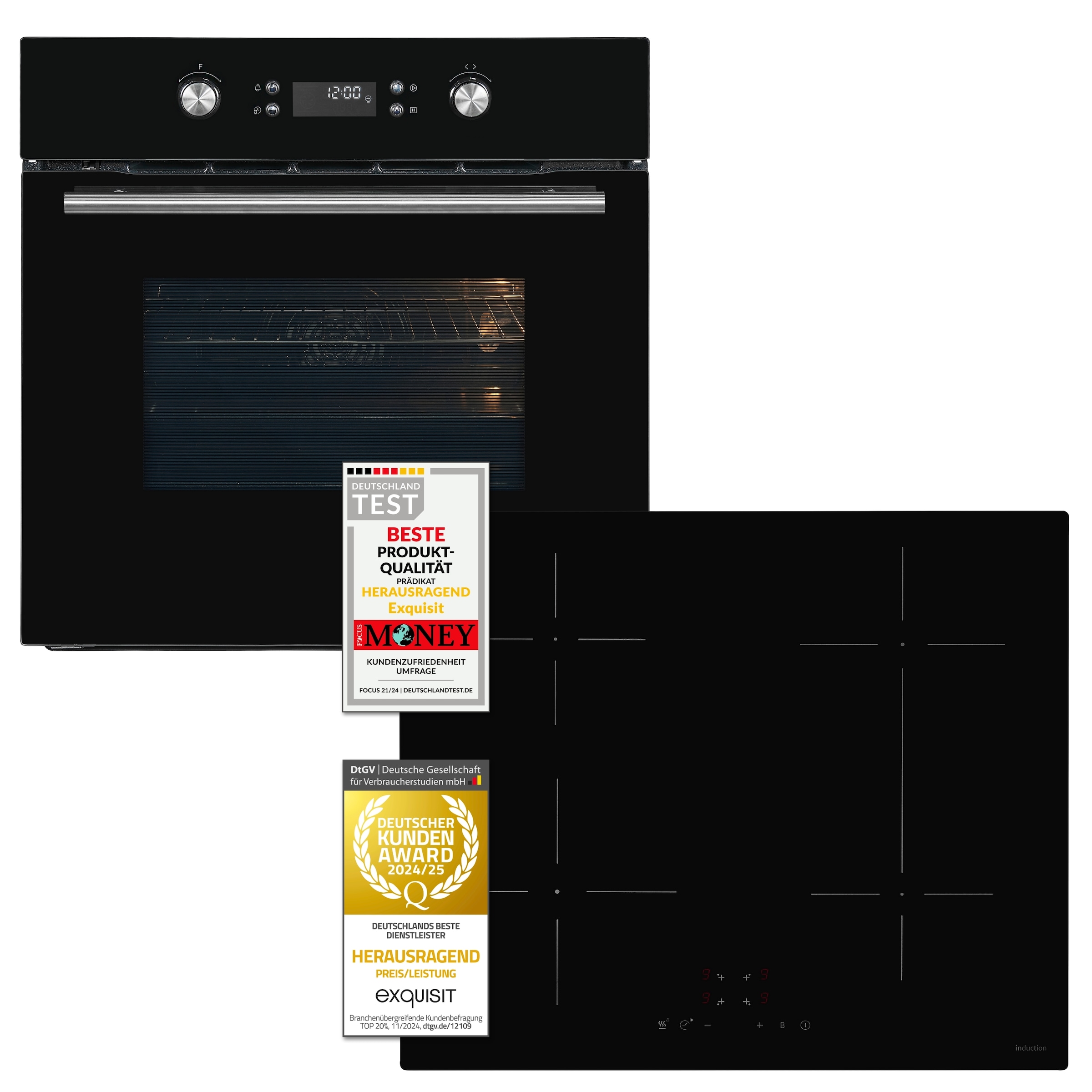 exquisit Backofen-Set »EBEP697-H-030 schwarz« Pyrolyse-Selbstreinigung Set, 2 Stk. tlg.