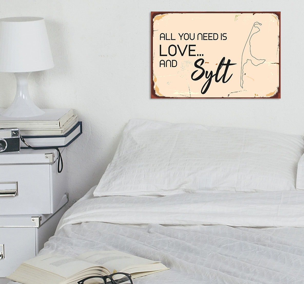 queence Metallbild "All you need is Sylt", Strand-Schriftzug-Sprüche-Sprüch günstig online kaufen