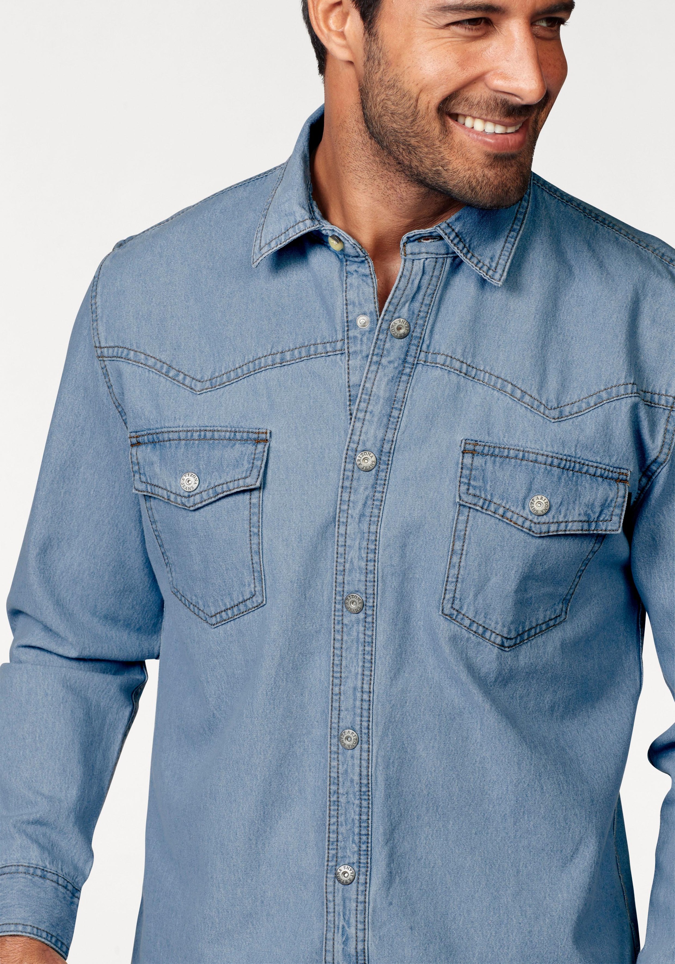 Thumbnail - Arizona Jeanshemd Western Stil