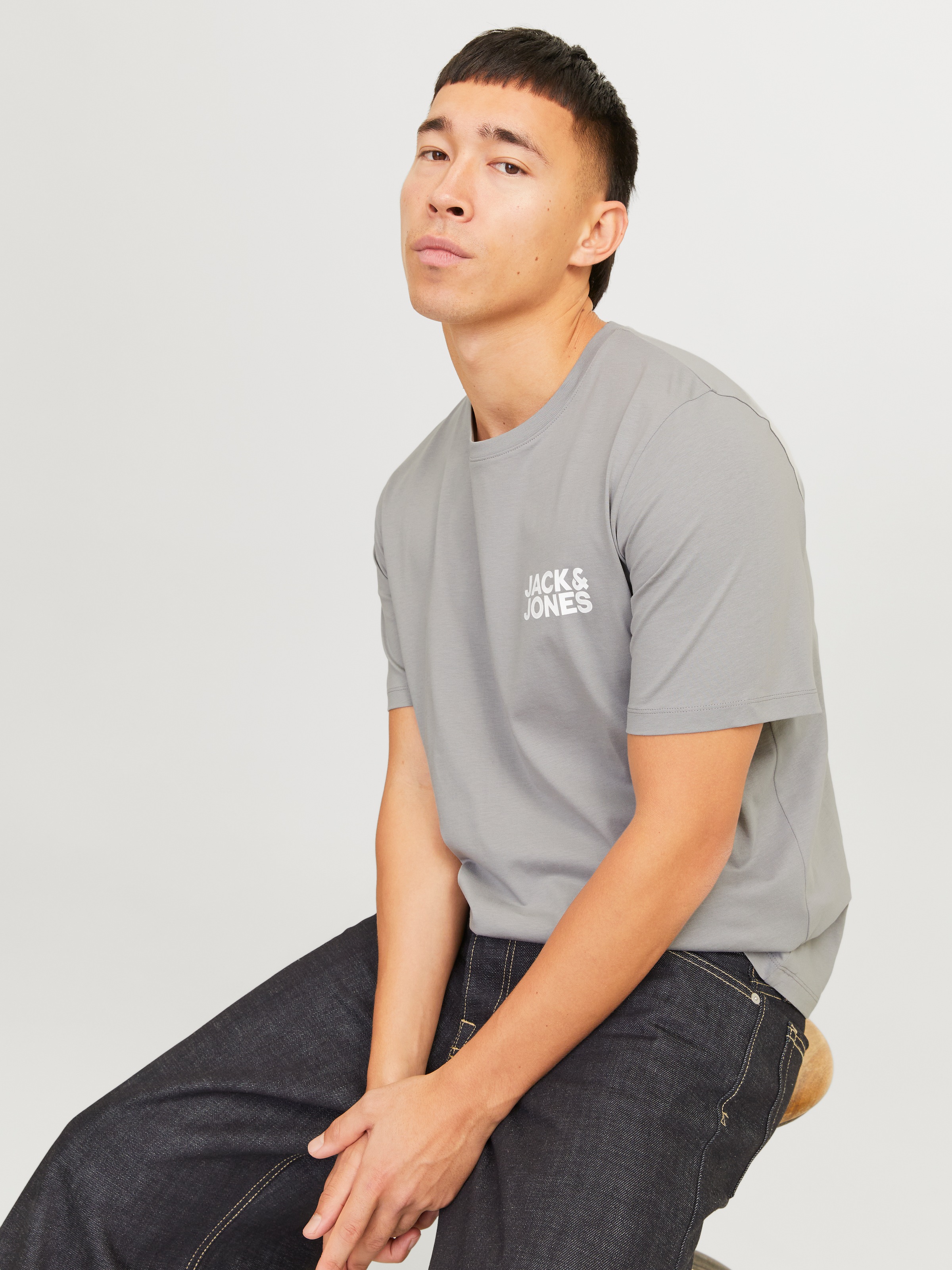 Jack & Jones "JJECORP mit Logo-Print und klassischem Rundhals" Baumwolle, r günstig online kaufen