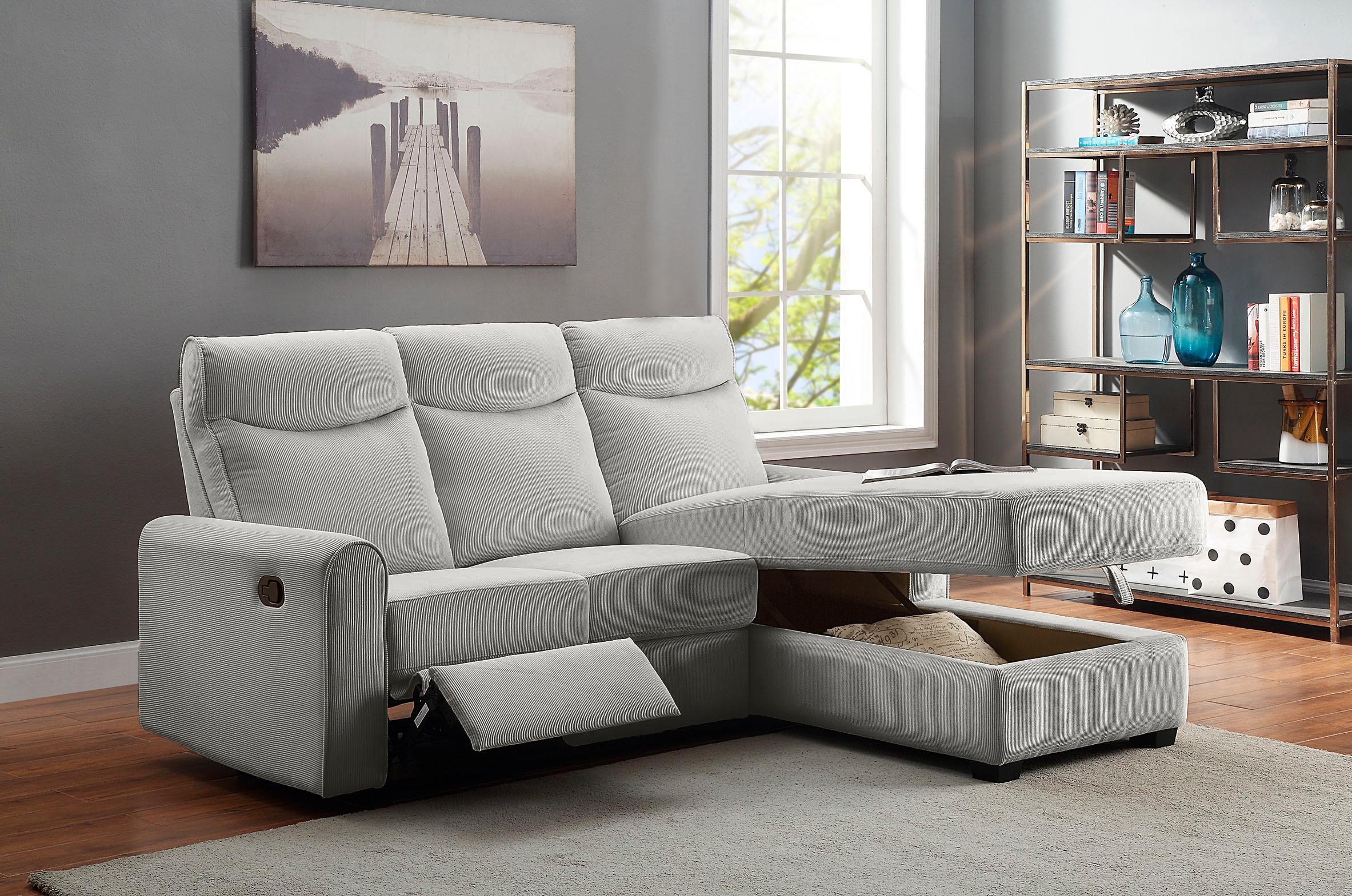 ATLANTIC home collection Ecksofa "Gero L-Form", mit Relaxfunktion und Staur günstig online kaufen