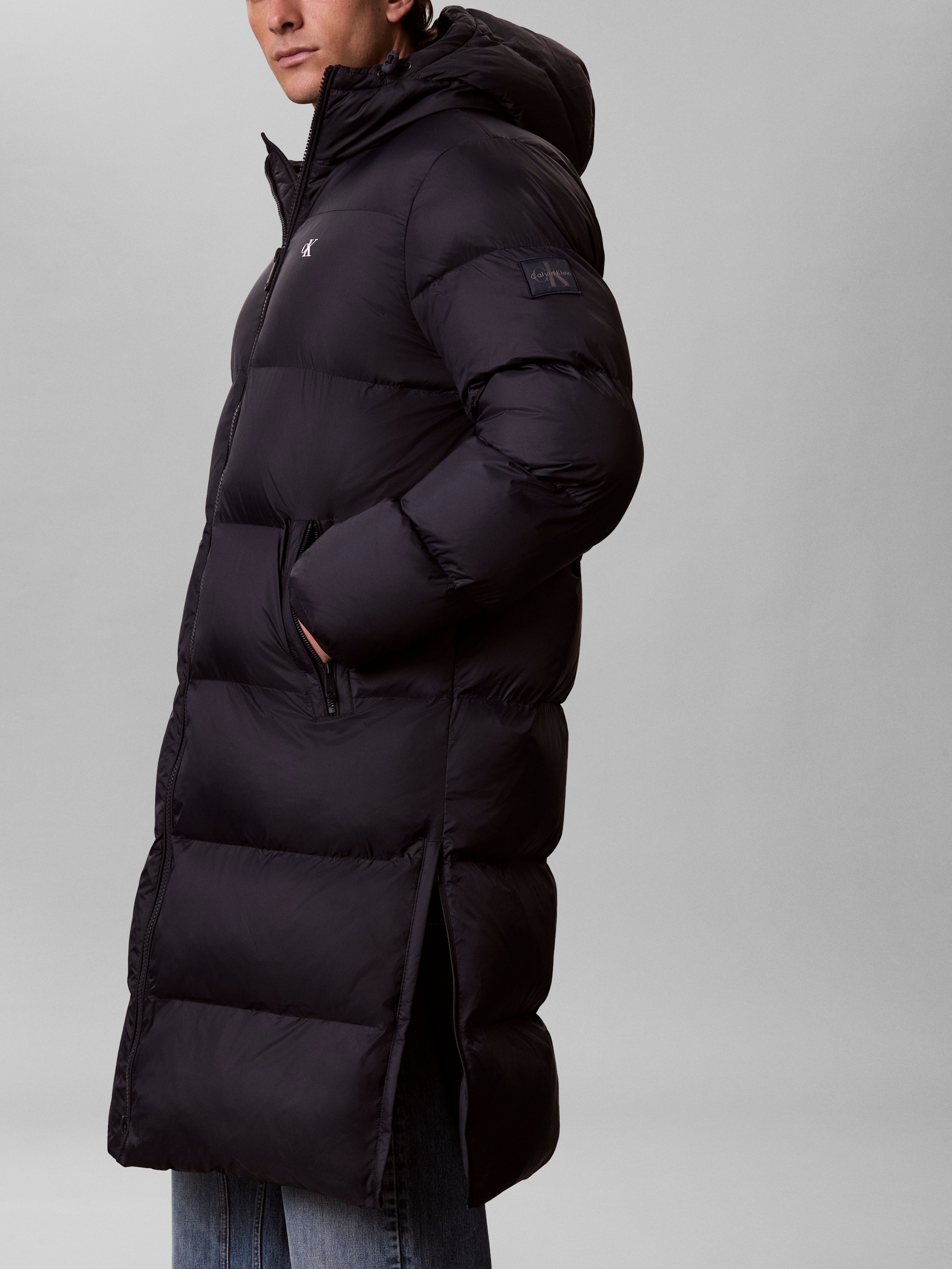 Calvin Klein Jeans Steppmantel »LONG LENGTH HOODED NYLON« Regular fit mit Eingrifftaschen