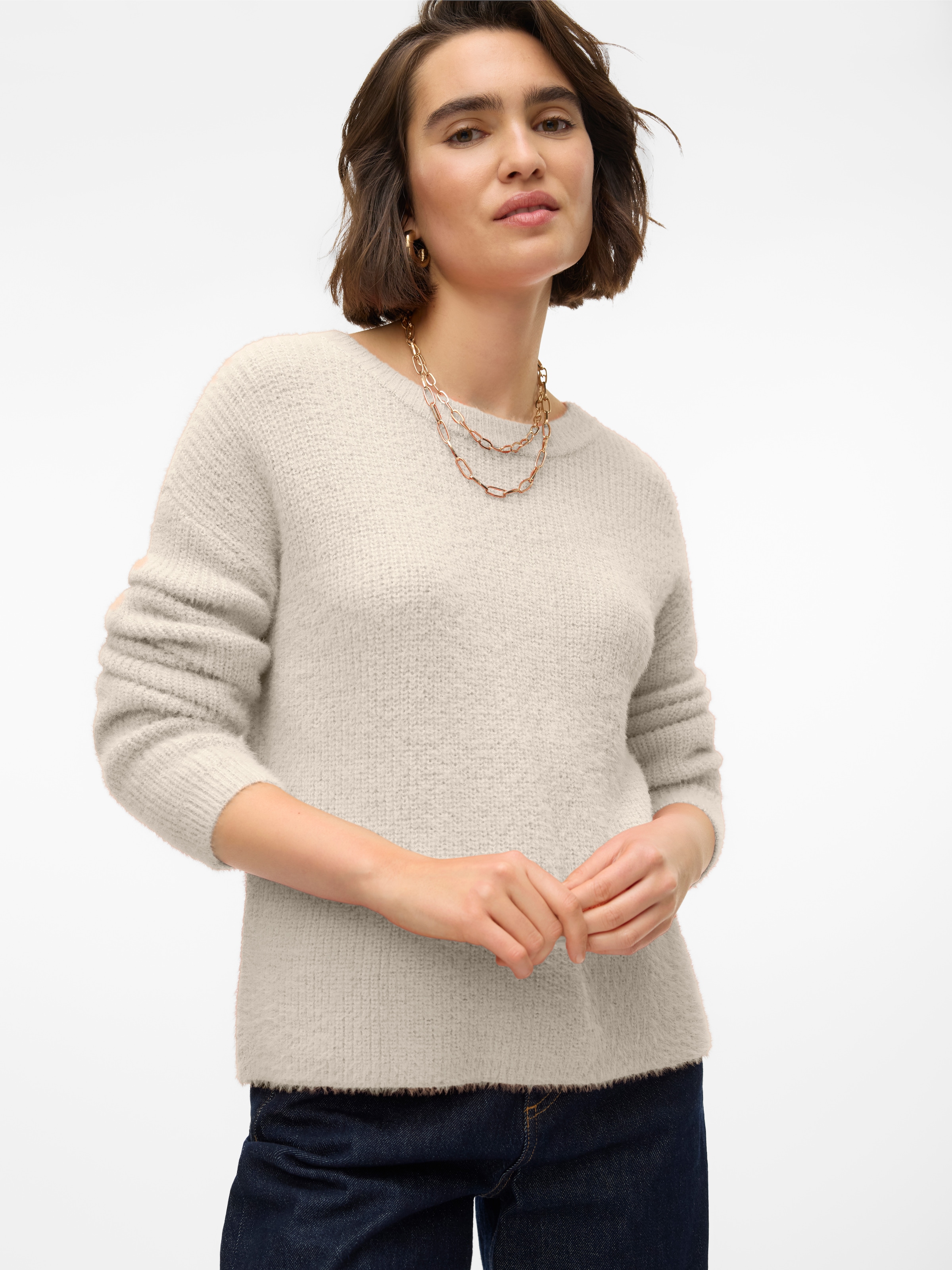 Vero Moda Strickpullover "VMPUFF LS O-NECK PULLOVER BOO" günstig online kaufen