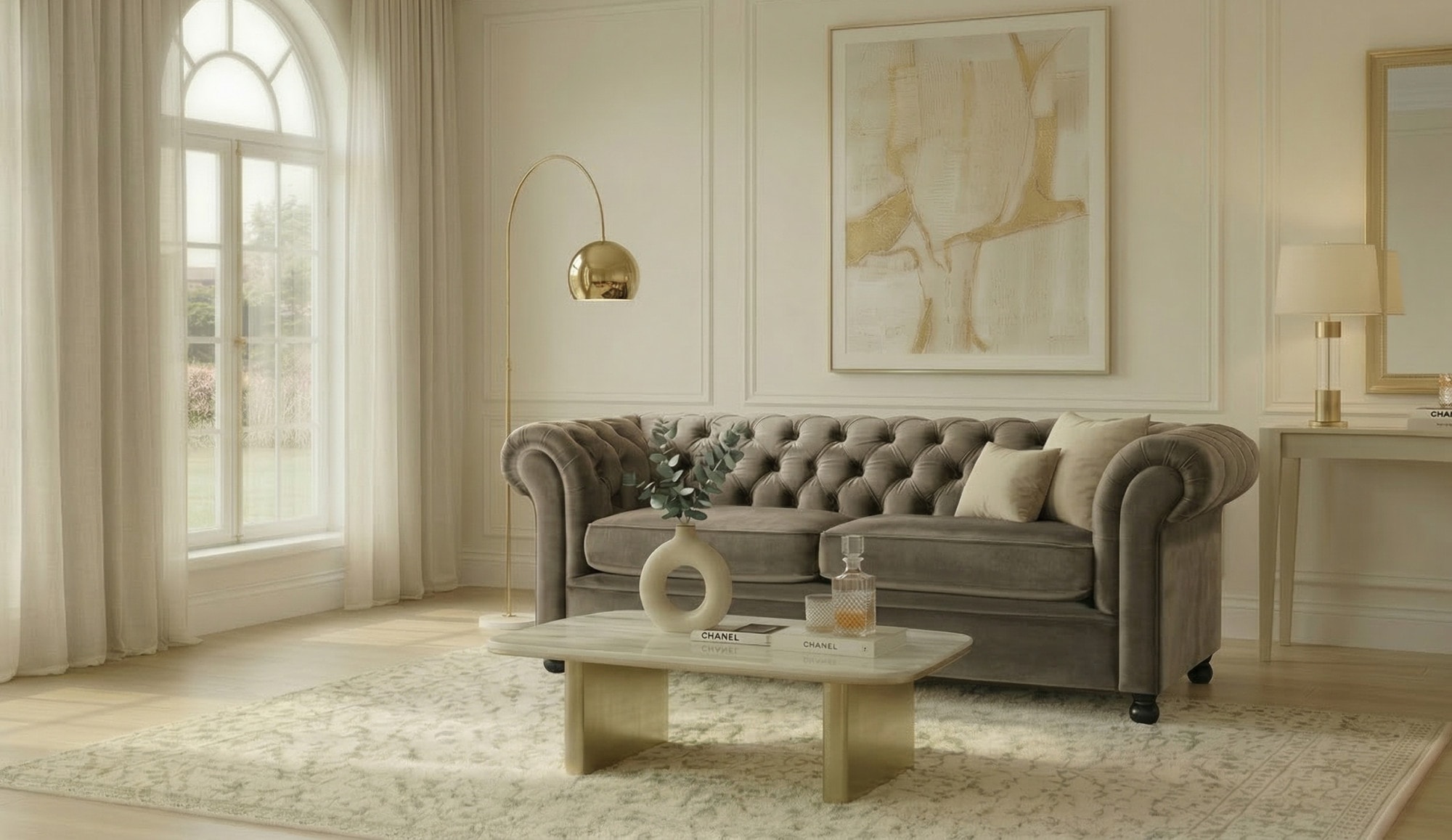 Home affaire 3-Sitzer "BRONNOY Chesterfield Sofa mit aufwendiger Knopfheftung, Breite 193 cm" Sofa mit geschwungenen Armlehnen, Chesterfield-Optik, Glamour