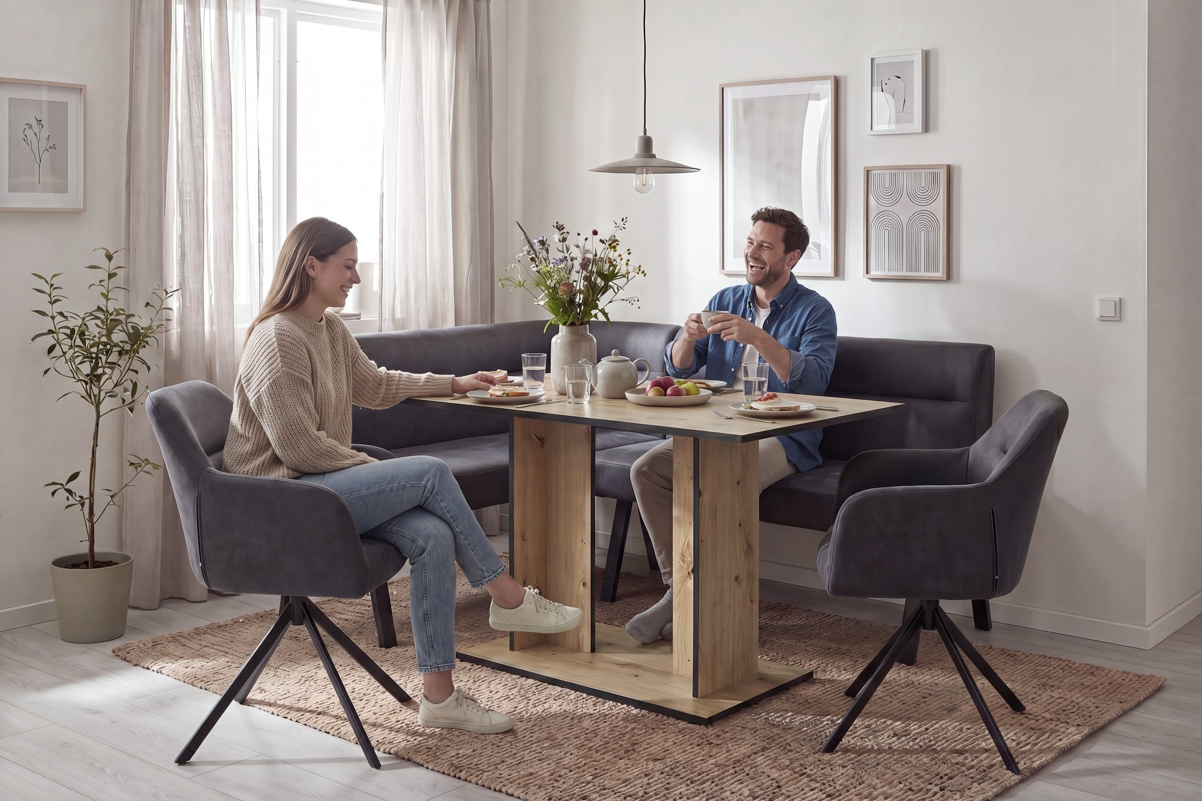 byLIVING Säulen-Esstisch »TOM« Artisan Eiche (Eiche-Optik), 100 kg, 4 Sitzplätze, Säule: 25 x 56,6 cm