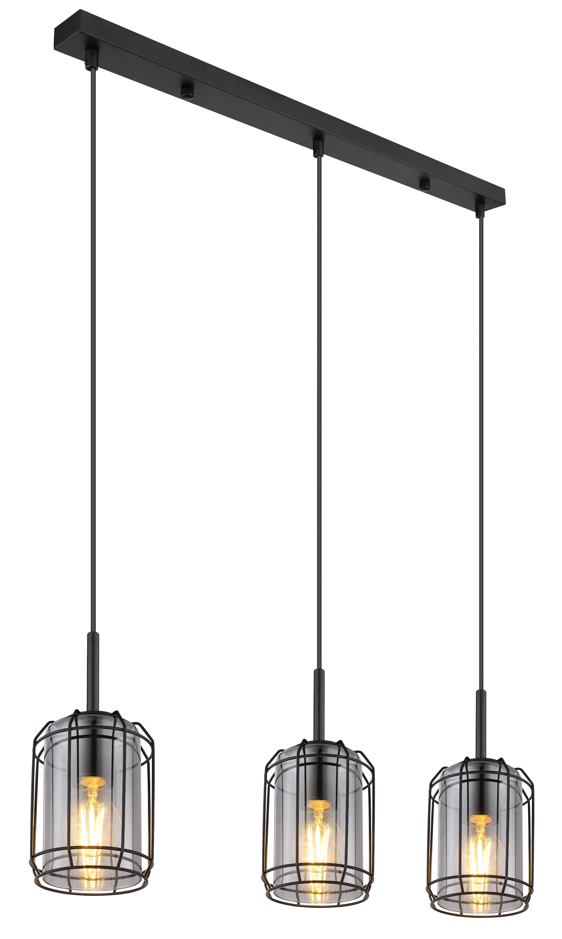GLOBO LIGHTING Hängeleuchte »KAMMI«, Leuchtmittel E27 | ohne Leuchtmittel, Hängelampe/Pendelleuchte/Glas rauchfarben/Höhe kürzbar/Esstisch