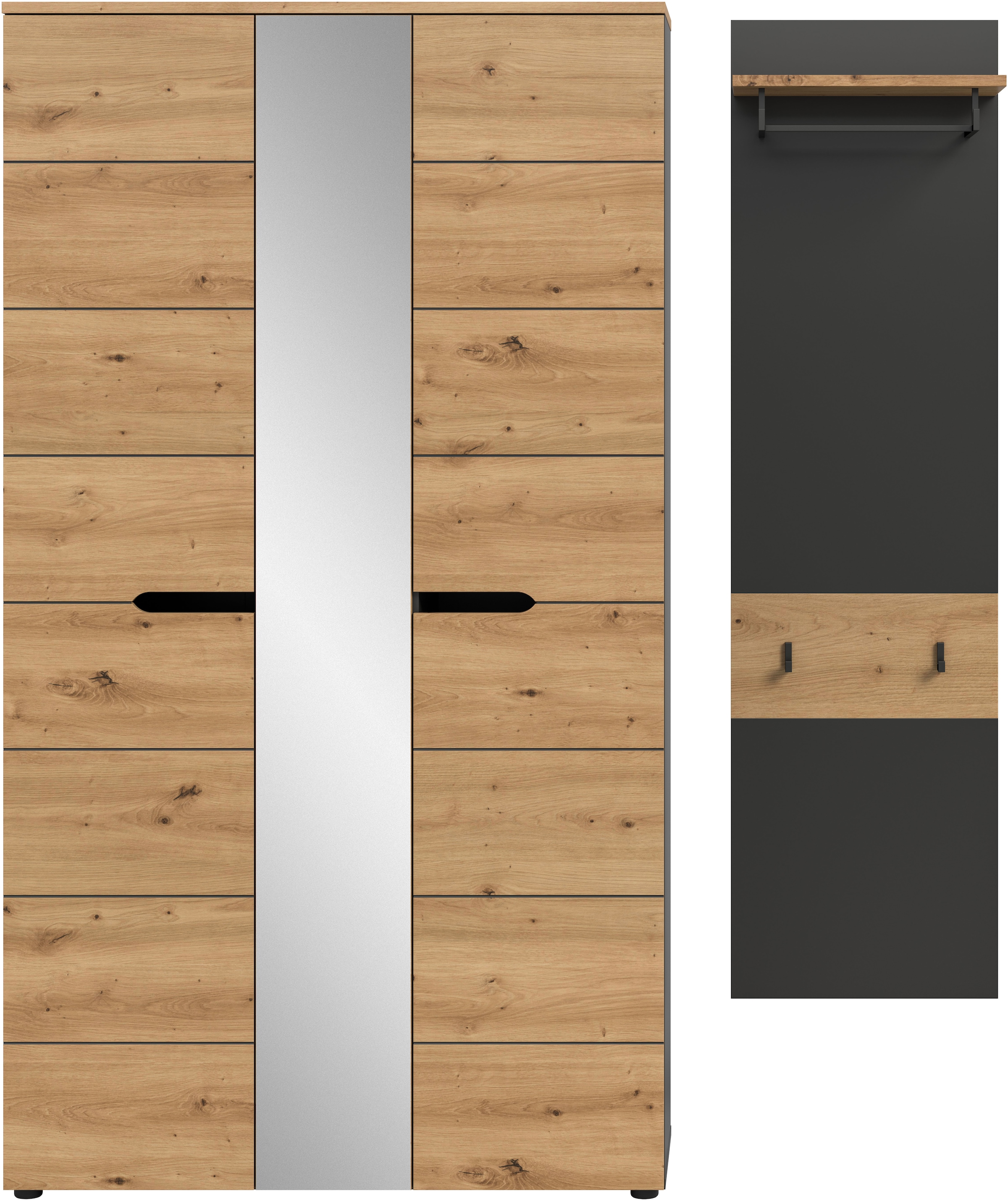 Home affaire Garderoben-Set "REHAT, TOPSELLER, 2-teilig, Breite 165 cm, individuell stellbar" Set, best. aus: Garderobenschrank & Garderobenpaneel, 2 Stk. tlg.
