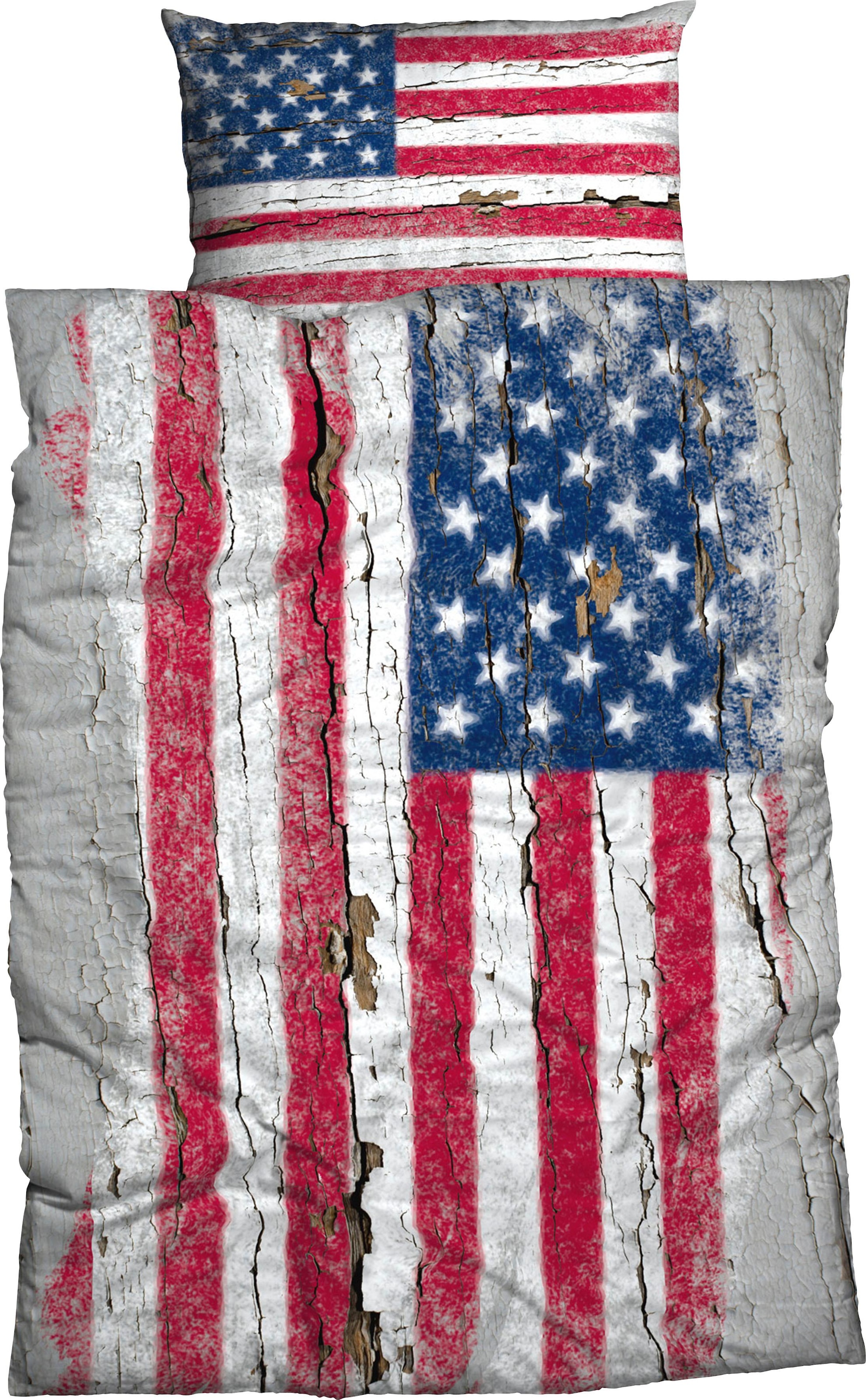 CASATEX Bettwäsche "Stars & Stripes" 2 Stk. tlg. mit Flagge günstig online kaufen