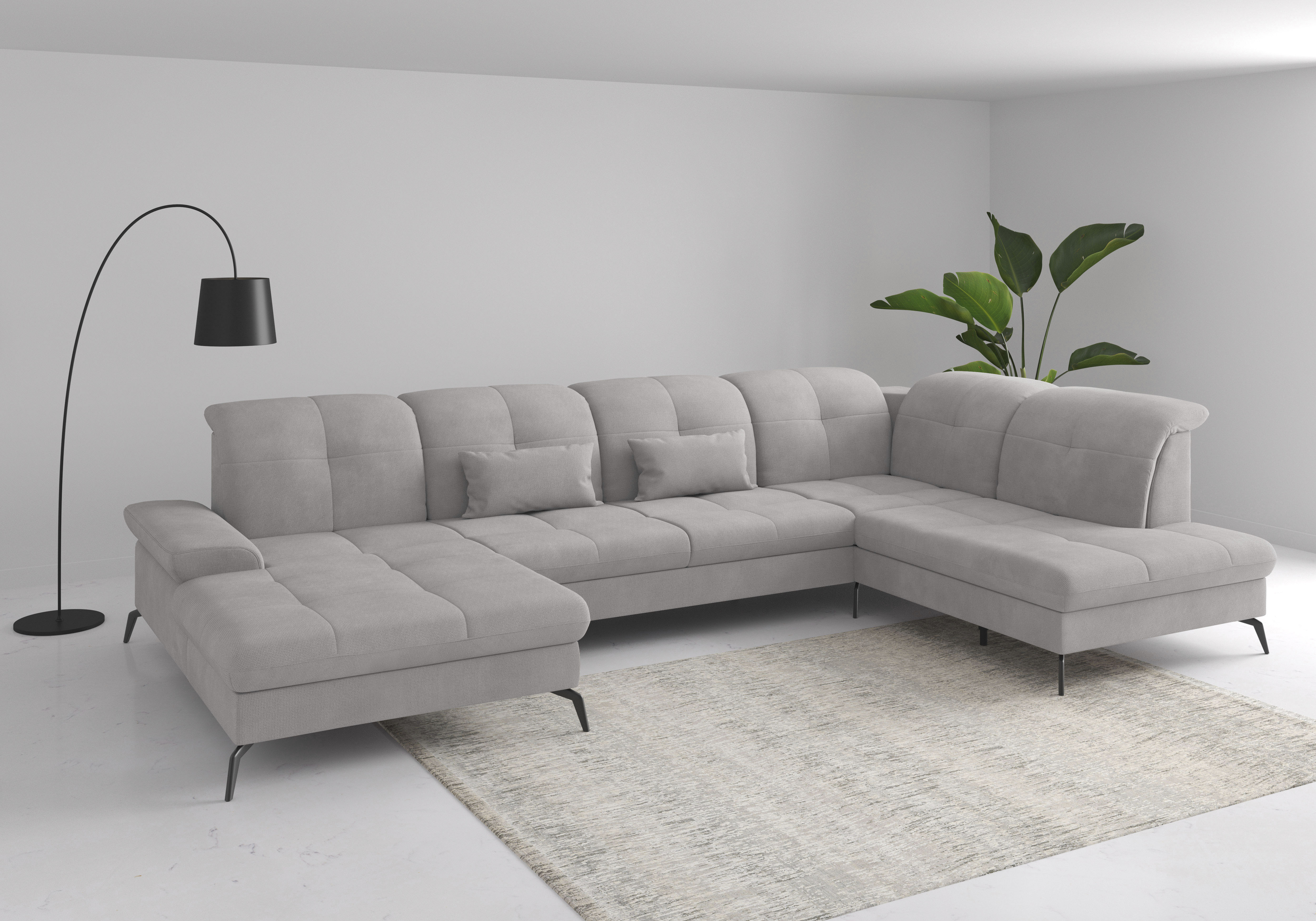 sit&more Wohnlandschaft "Amica, U-Form, inkl. Sitztiefenverstellung und Armteilverstellung" wahlweise mit Kopfteilverstellung, Schlaffunktion und Bettkasten