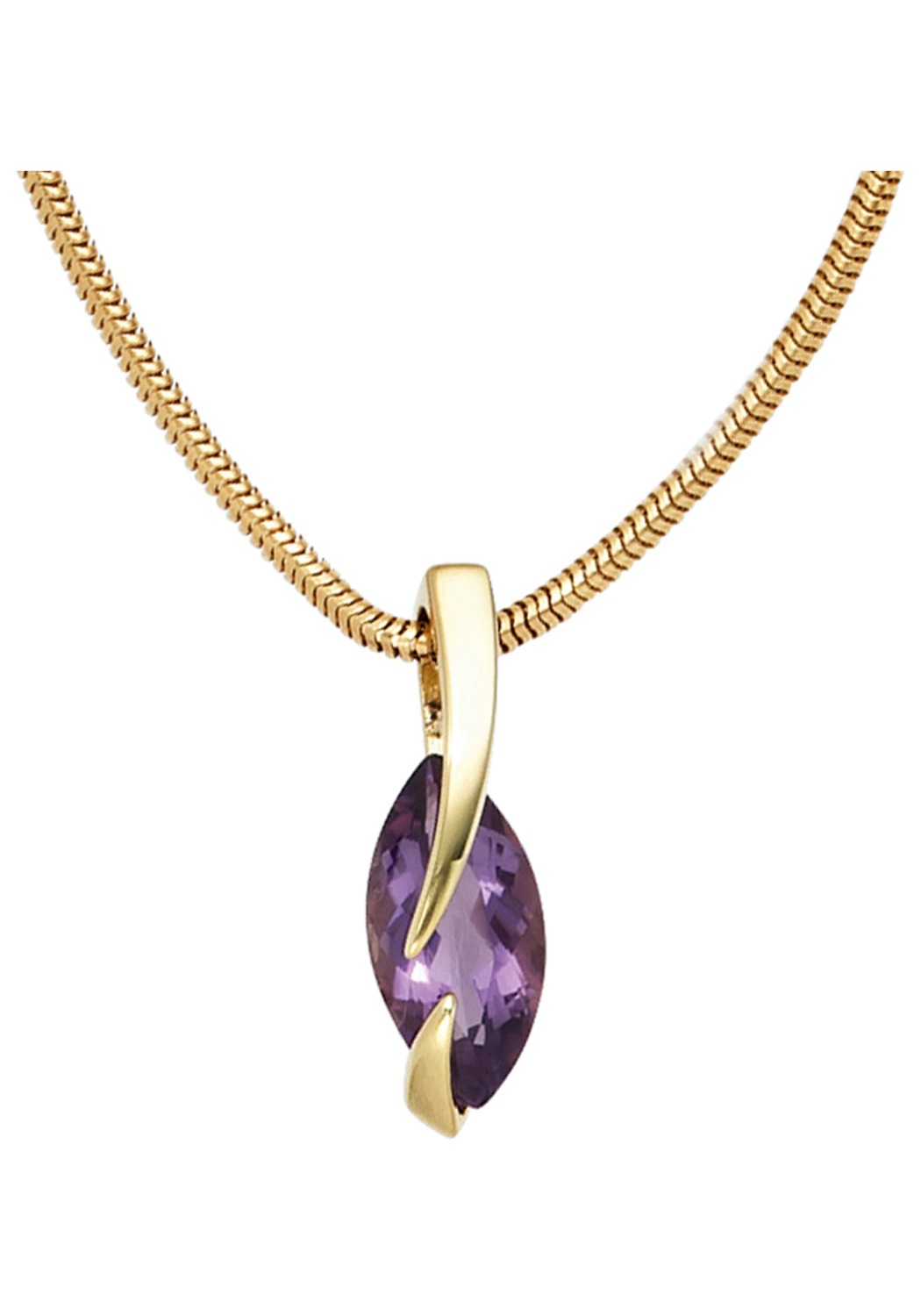Kettenanhänger JOBO "Anhänger mit Amethyst", gelb (gelbgold 585), Schmuckanhänger, Damen, Gelbgold 585, Kettenanhänger, 585 Gold 3