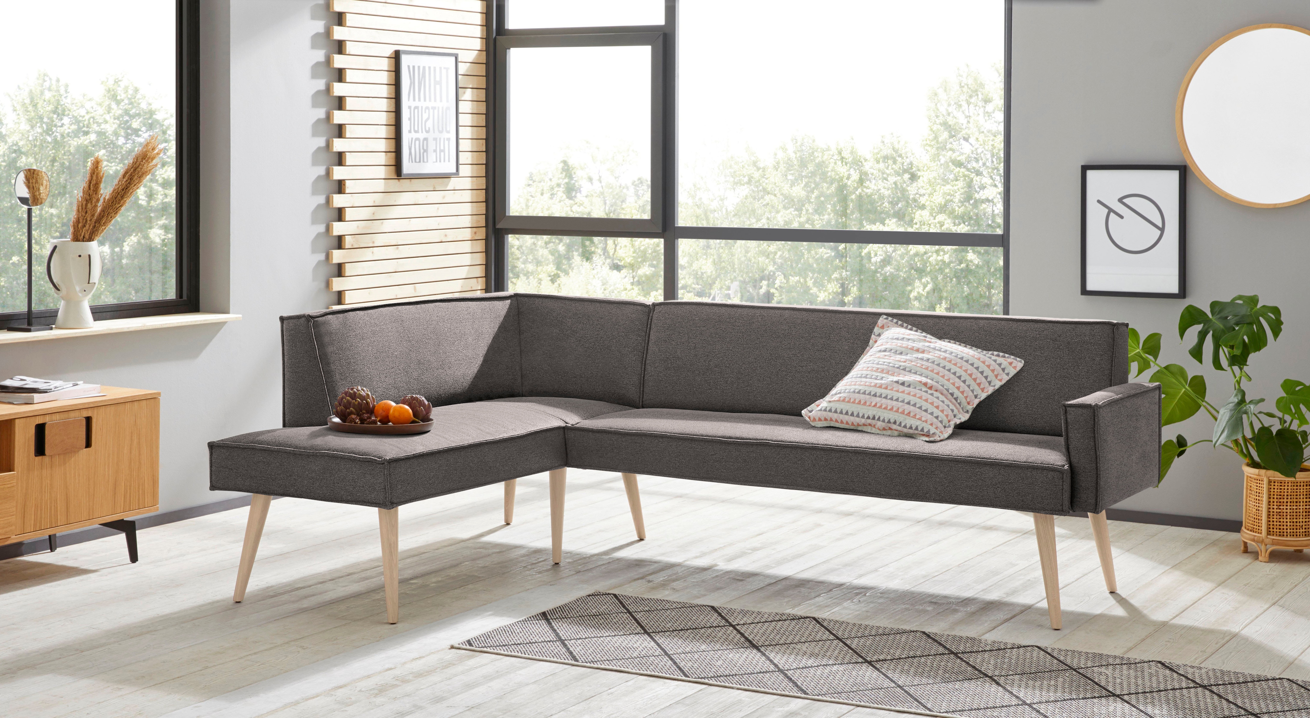exxpo - sofa fashion "Lungo, moderne Kedernaht, bequem und elegant, hoher Holzfuß" hochwertige Detailverarbeitung, frei im Raum stellbar