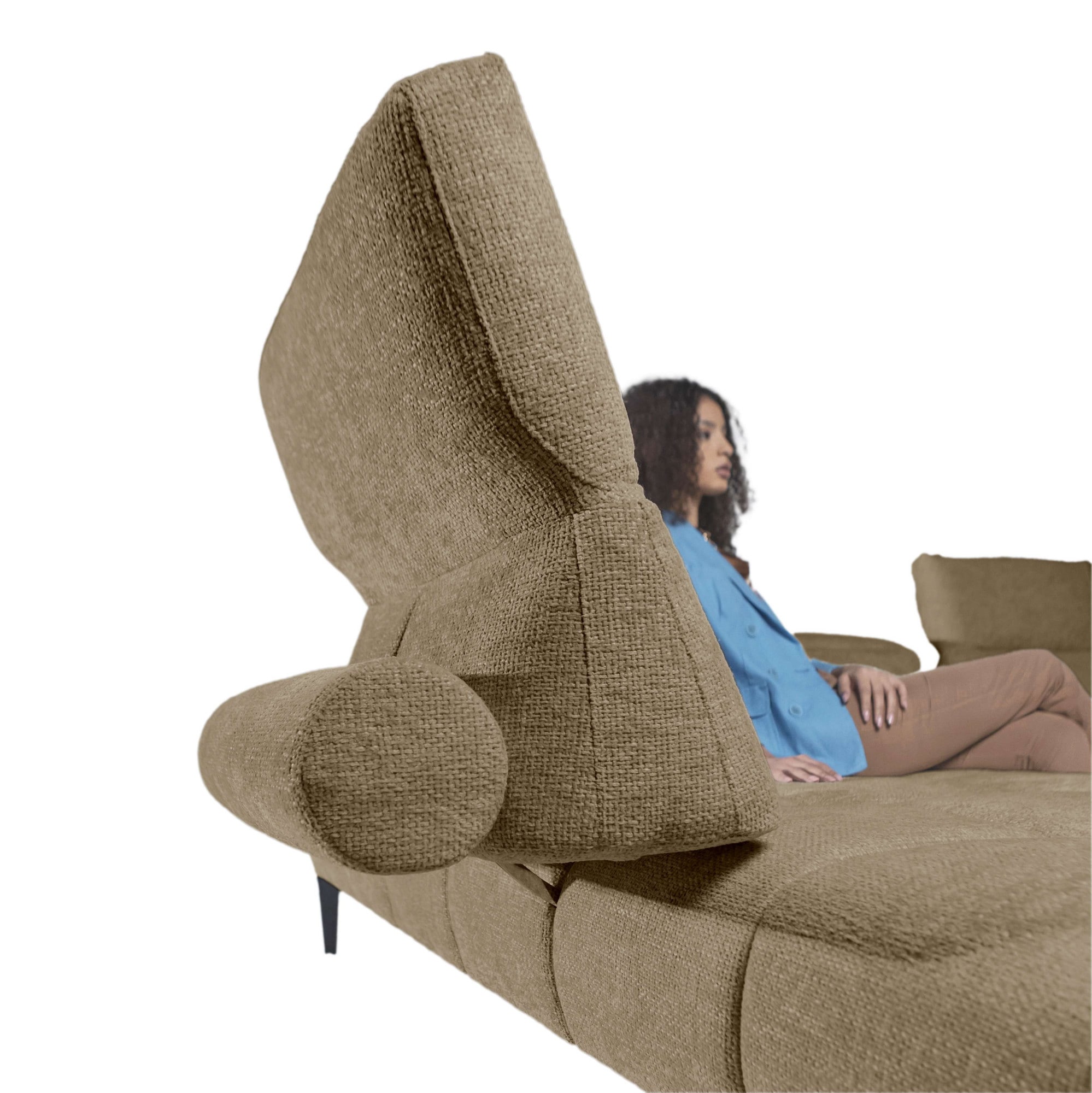 CALIA ITALIA Ecksofa »Skyline, Made in Italy, Design-Sofa, L-Form, mit Sitztiefenverstellung« verstellbare Armlehne und Kopfstütze für maximalen Komfort