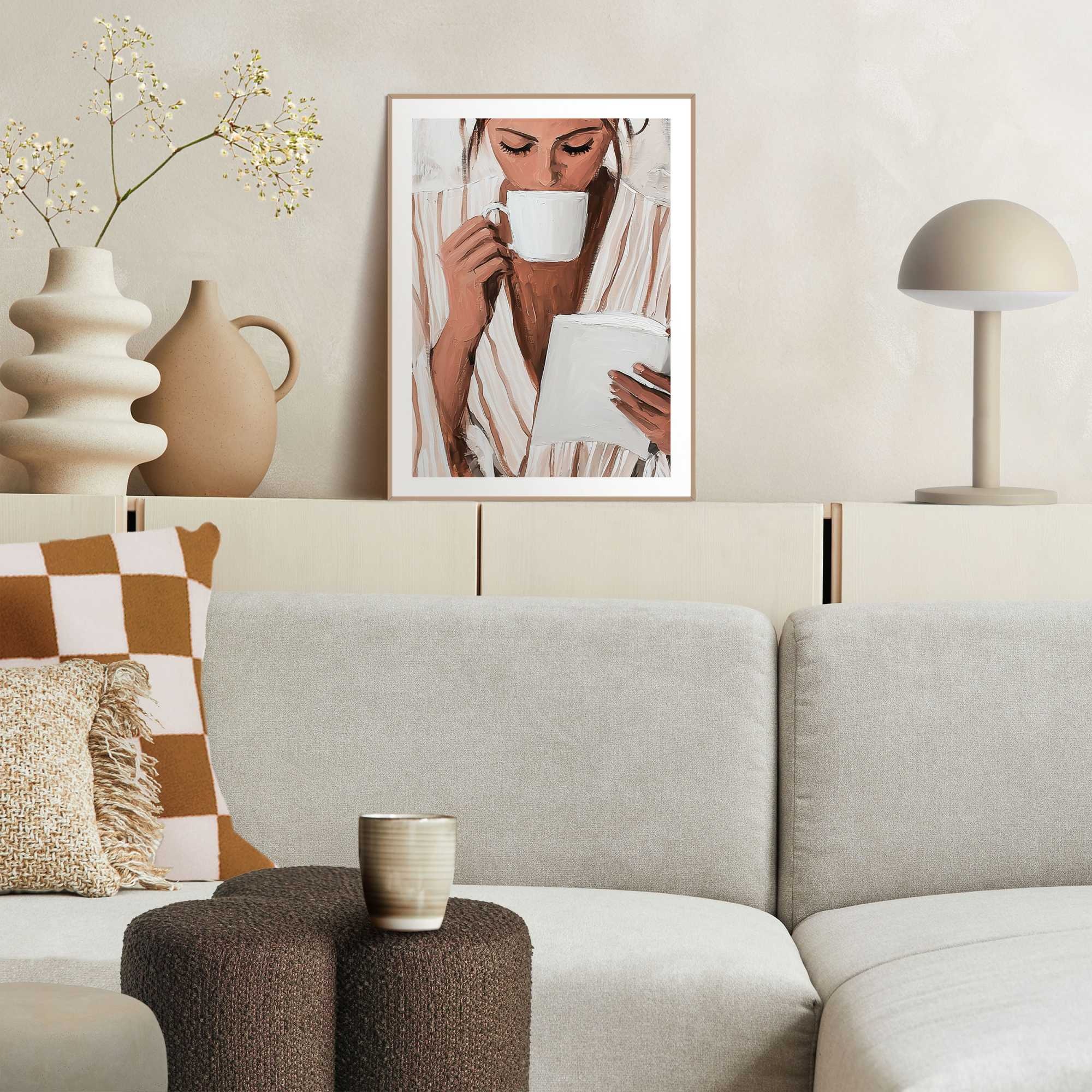 Reinders! Poster »Relaxing Time«, Wohnzimmer - Frau - Kaffee - Lesen - Braun - MDF - Menschen - 30x40 cm