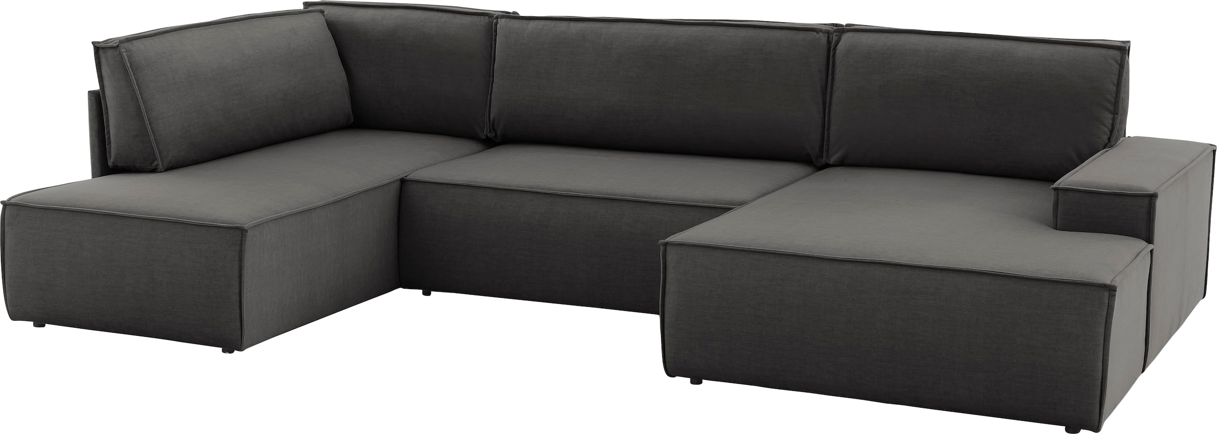 Home affaire Wohnlandschaft »SHERWOOD 329 cm, U-Form, Schlafsofa,«, Schlaffunktion m. Bettkasten (194x139 cm), Cord, Vintage, Samtvelours