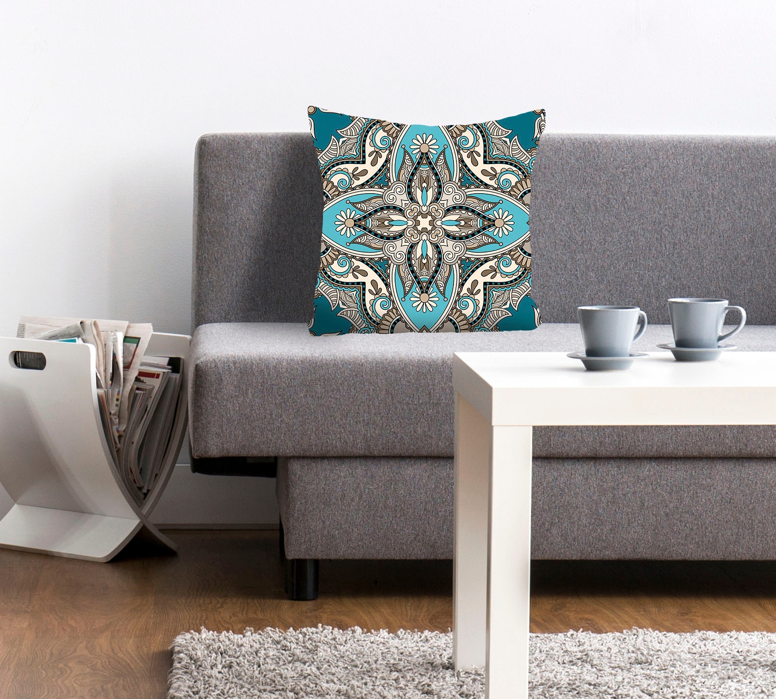 queence Dekokissen "Bluemento" mit blauen Ornamenten günstig online kaufen