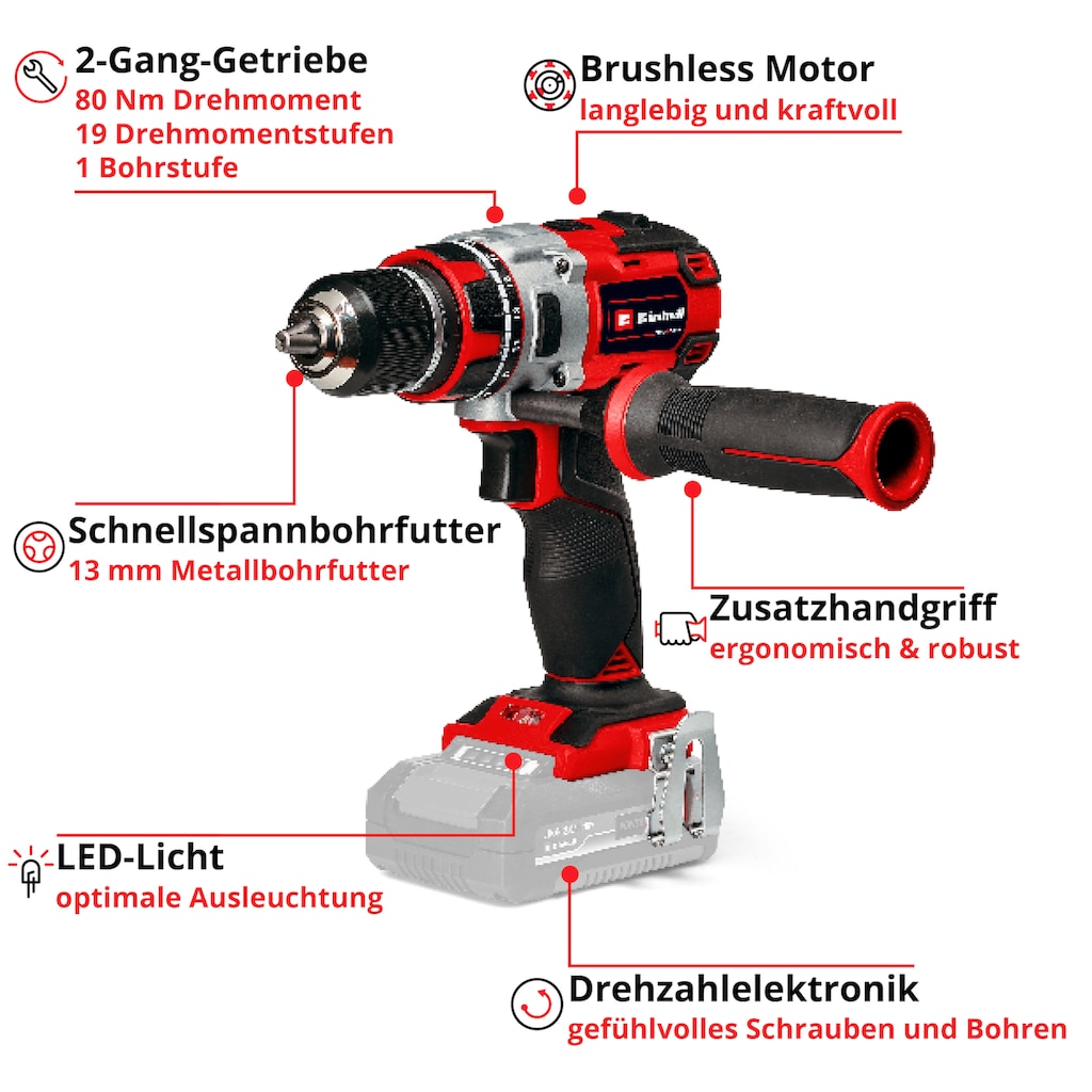 Einhell Akku-Bohrschrauber »TP-CD 18/80 Li BL-Solo«