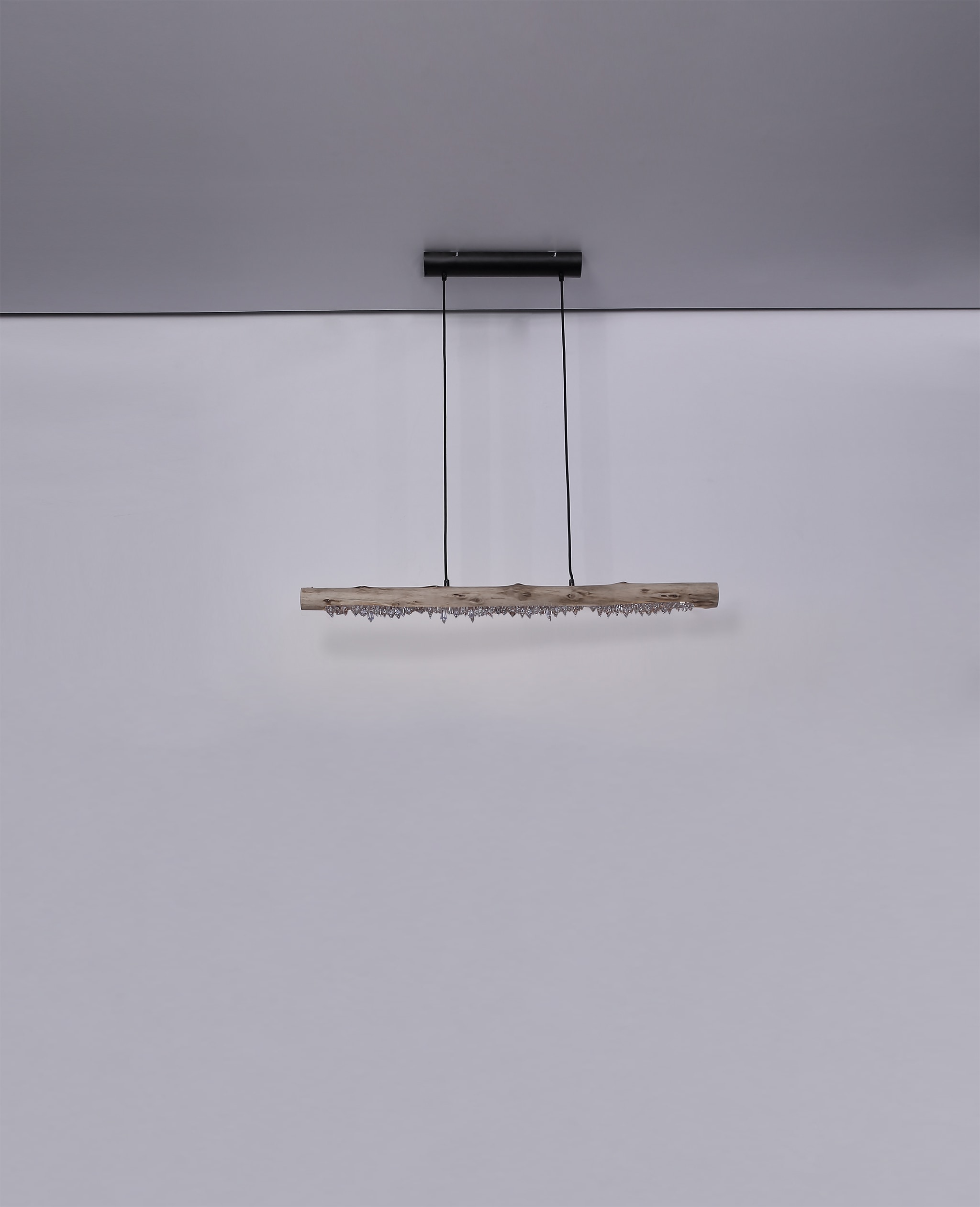 GLOBO LIGHTING Hängeleuchte »FELICITAS« LED-Modul 1 Stk. Warmweiß Hängeleuchte Schwarz/Holz, Acrylkristalle, Stufenschalter, LED 15W