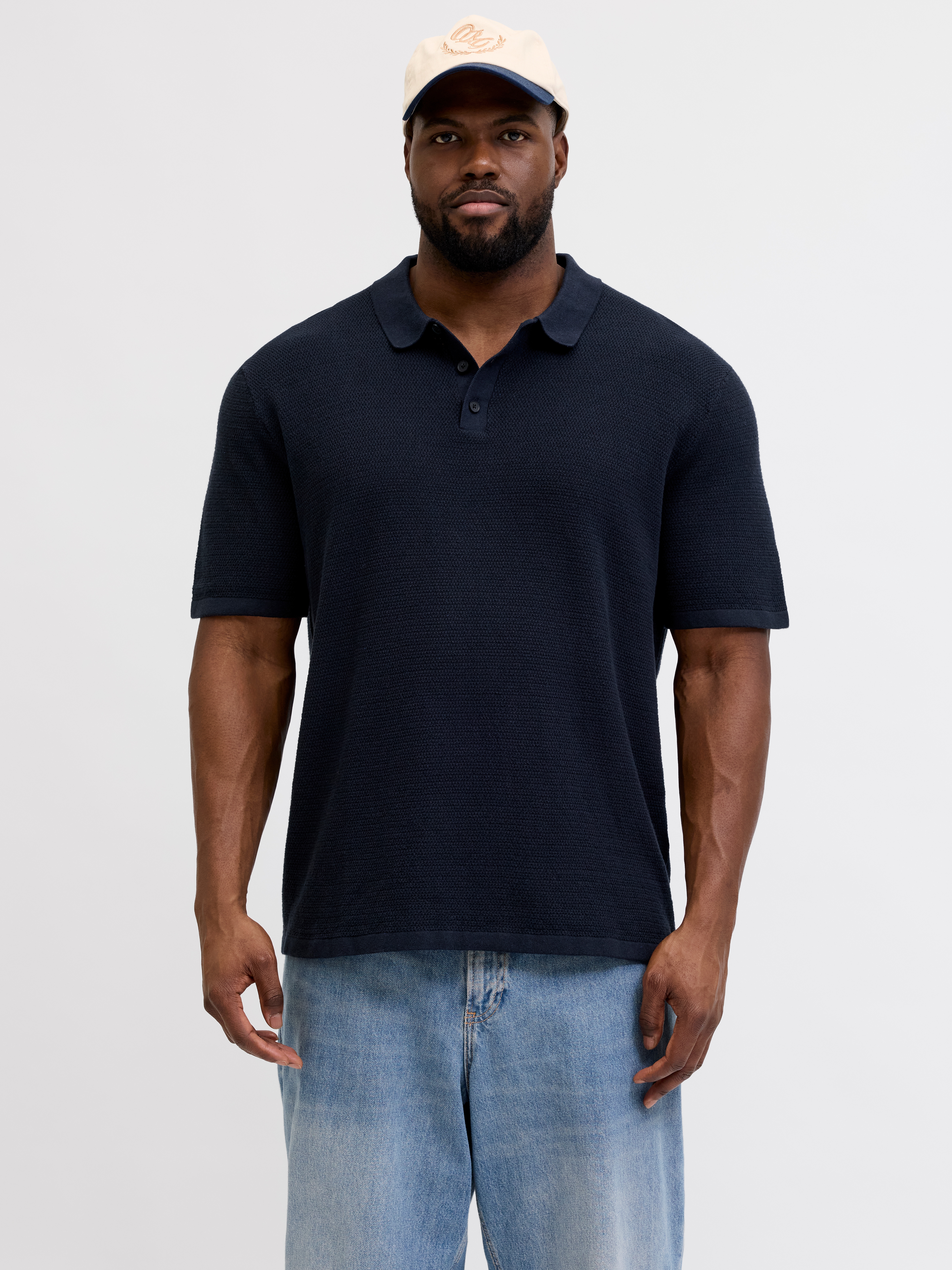 Jack & Jones PlusSize Polokragenpullover "JJEGEORGE KNIT POLO SS SN PLS" mit Polokragen