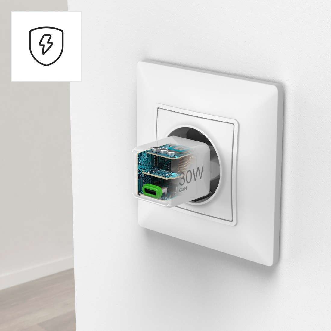 Hama Schnelllade-Gerät »Schnellladegerät (USB-C, PD/QC, extraklein 3,1 x 2,85 x 2,85 cm, 30 W)«, (1 St.)