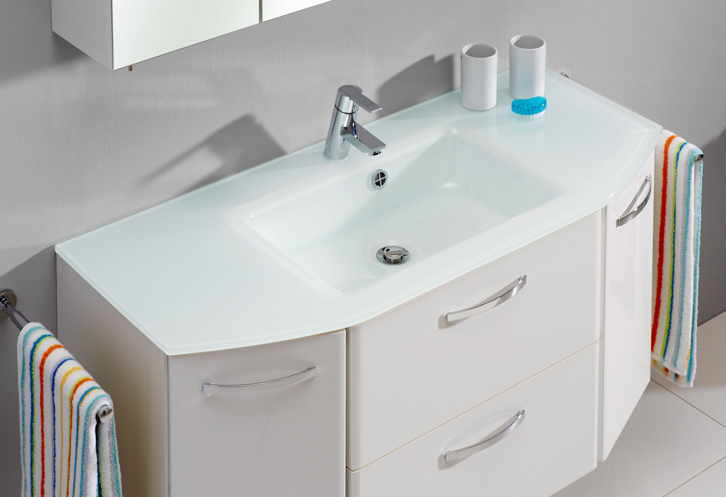 Saphir Badmöbel-Set »Quickset 326, 4-teilig, mit Glaswaschtisch« 4 Stk. tlg.