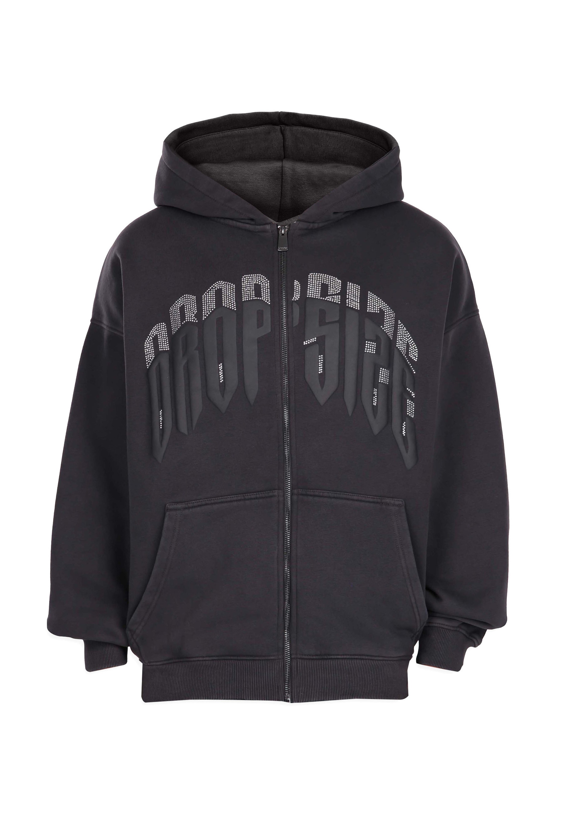 Dropsize Kapuzenpullover "Dropsize LAYERED RHINESTONE PRINT ZIP HOODIE" 1 t günstig online kaufen