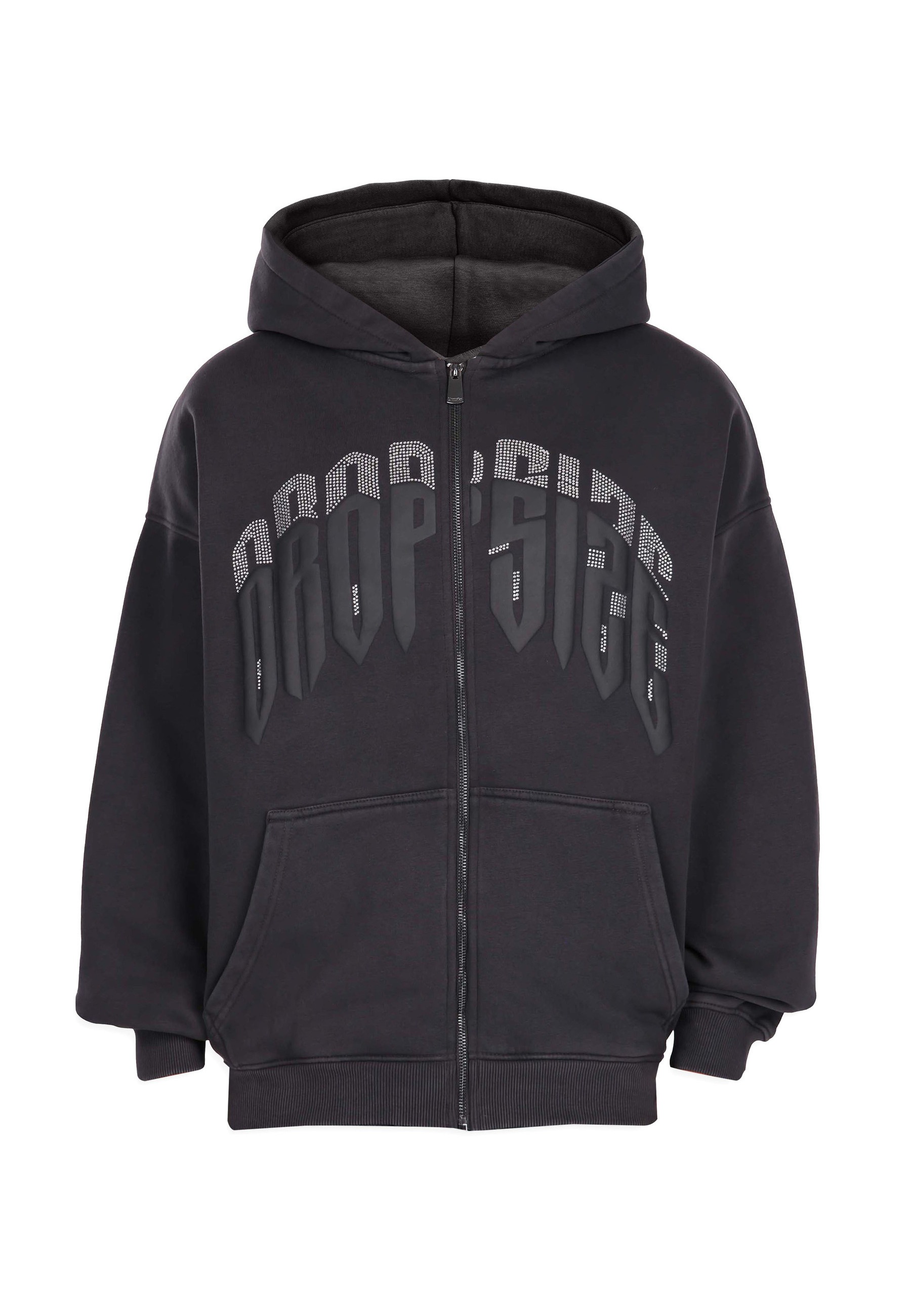 Dropsize Sweatjacke "Dropsize LAYERED RHINESTONE PRINT ZIP HOODIE" günstig online kaufen