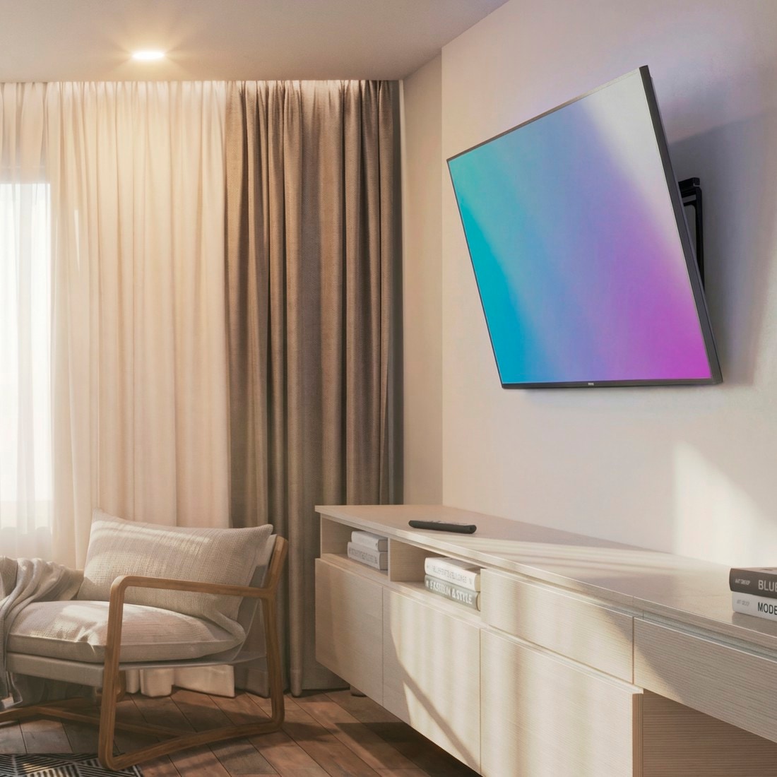 Hama TV-Wandhalterung »TV-Wandhalterung neigbar 32 bis 75 Zoll, 40" 55" 65", 35 kg Traglast« bis 191 cm Zoll Stufenlos neigbar bis 10 Grad, flacher Wandabstand, inkl Wasserwaage