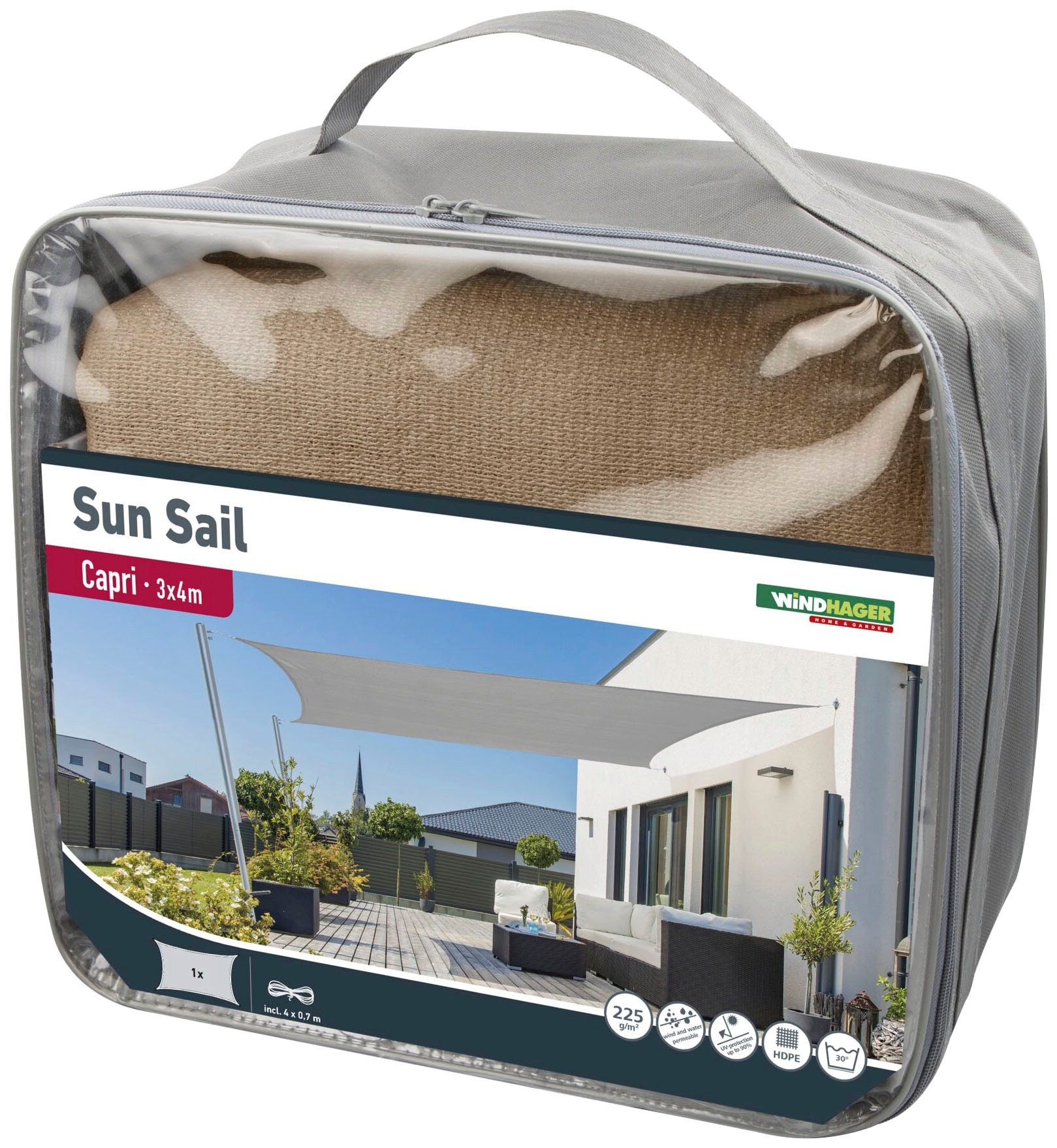 Windhager Sonnensegel »Capri Rechteck«, 3x4m, schilf