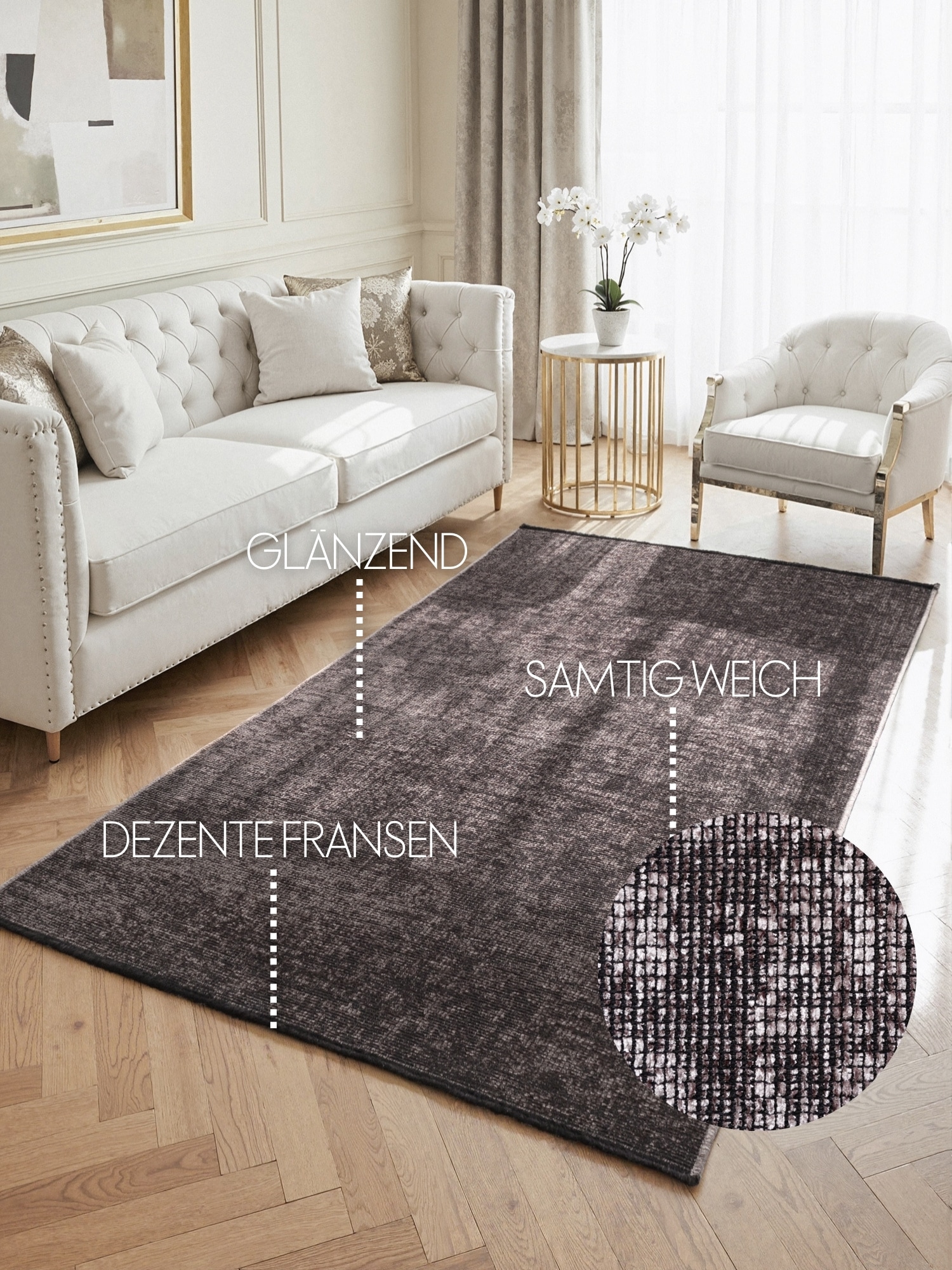 ELLE DECORATION Teppich »Prisma« rechteckig 5 mm Höhe Glanz-Effekt, Karo Design, Kachel-Optik, Wohnzimmer, Schlafzimmer,Flur