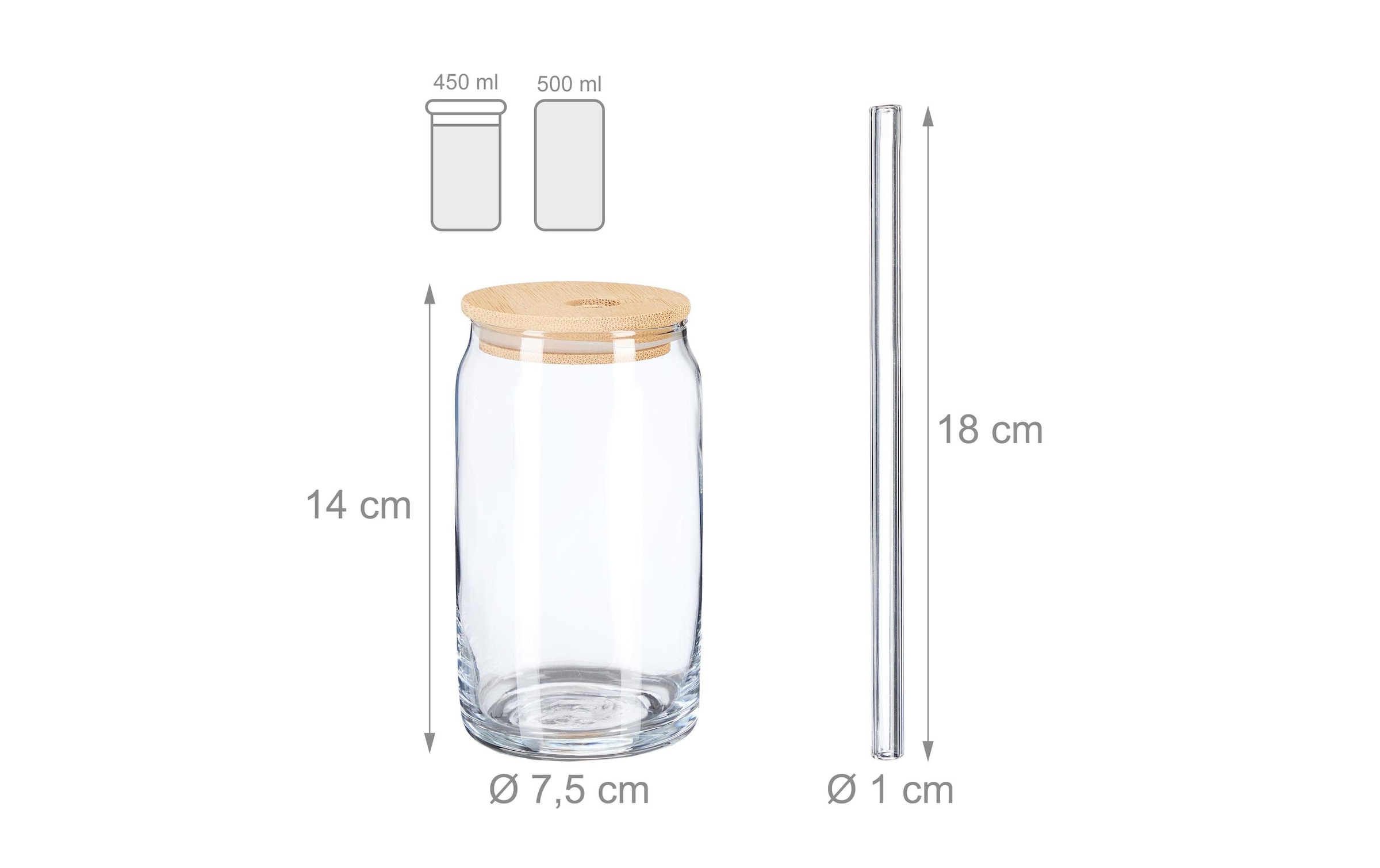 relaxdays Glas »4er Set, Transparent, 450 ml«