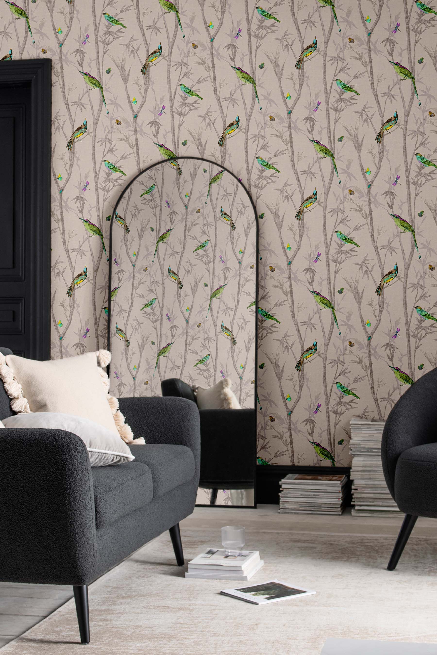 Next Vliestapete "Vogel Vliestapete 10mx52cm" botanisch glatt Chinoiserie Vogelweg blau 10mx52cm