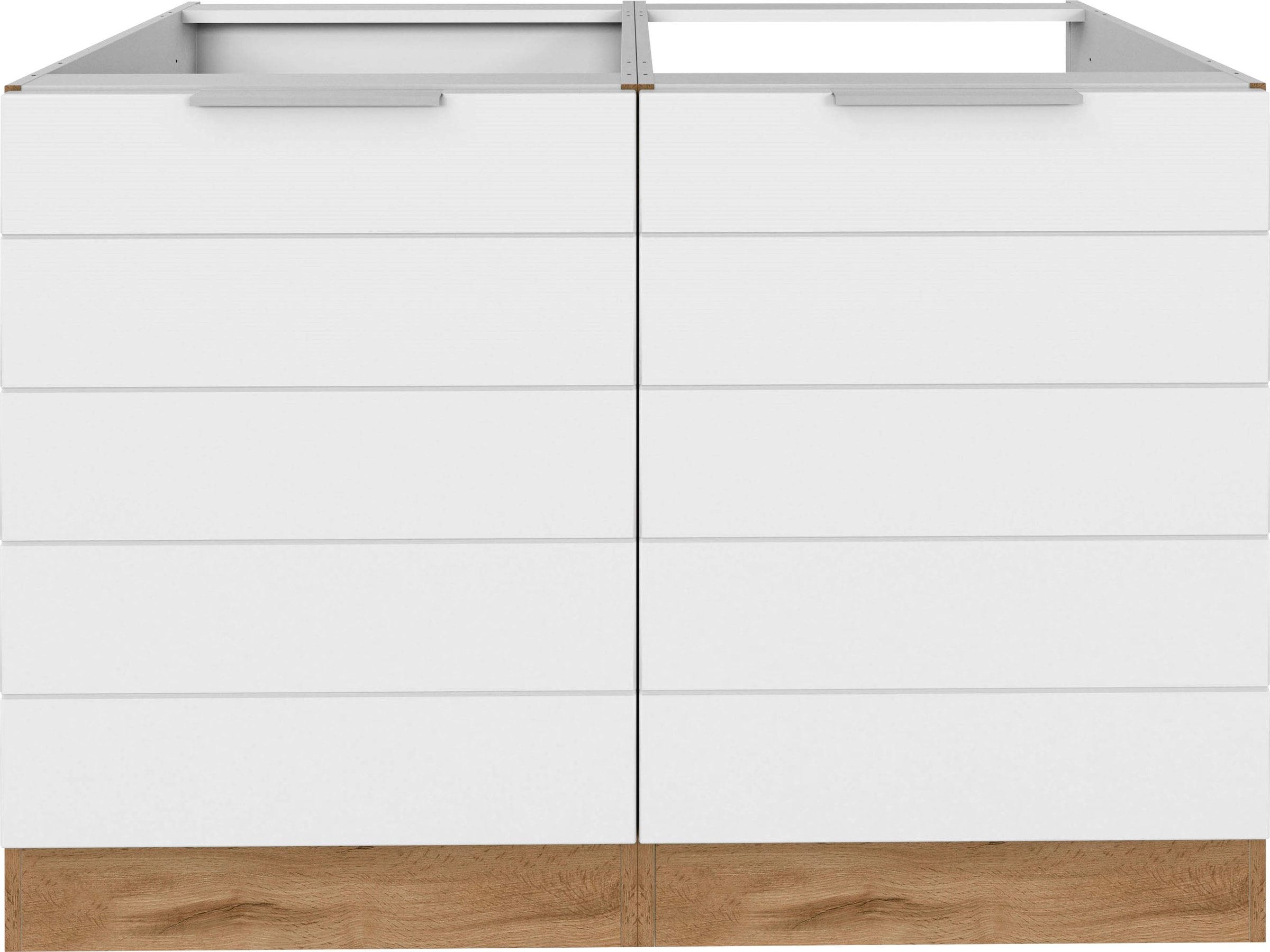KOCHSTATION Spülenschrank »KS-Luhe«, 120 cm breit, hochwertige MDF-Fronten mit waagerechter Lisene