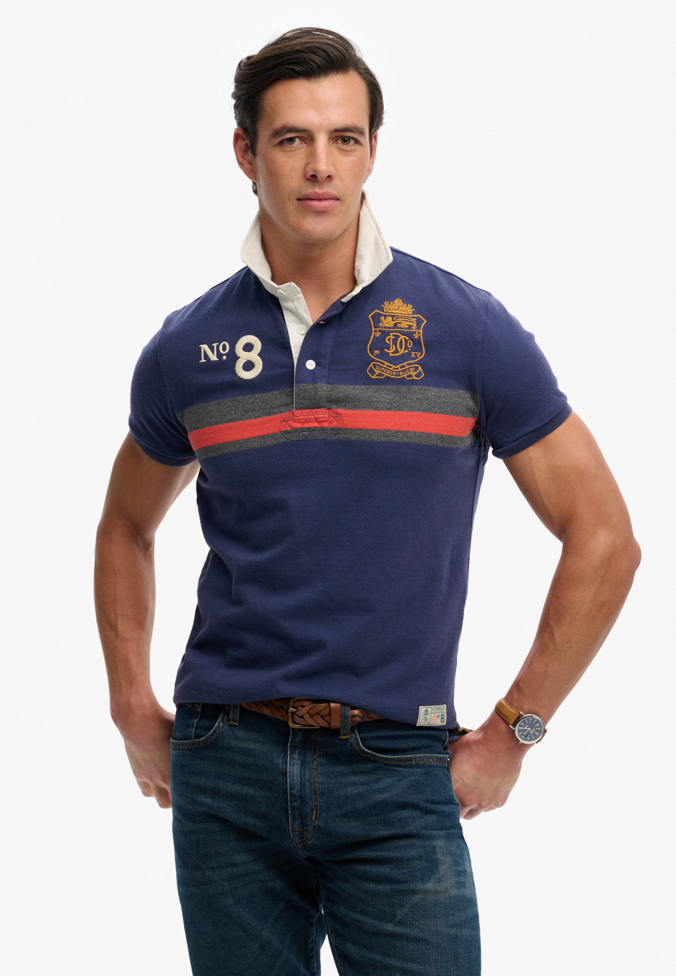 Superdry Poloshirt "DOUBLE EMBLEM JERSEY SS RUGBY" im angesagten Rugby Stil günstig online kaufen