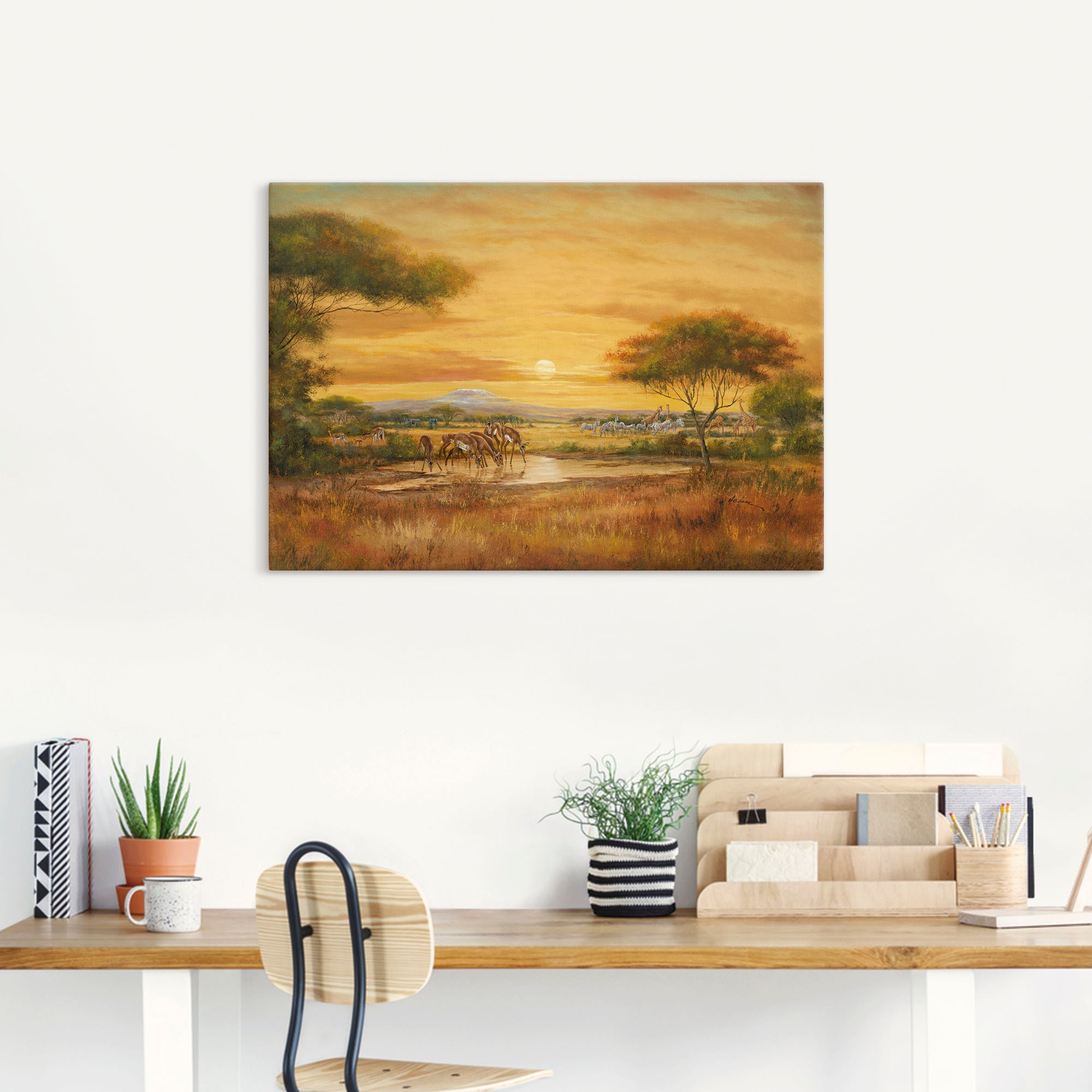 Artland Wandbild »Afrikanische Steppe«, Wildtiere, (1 St.), als Alubild, Outdoorbild, Leinwandbild, Poster in verschied. Größen