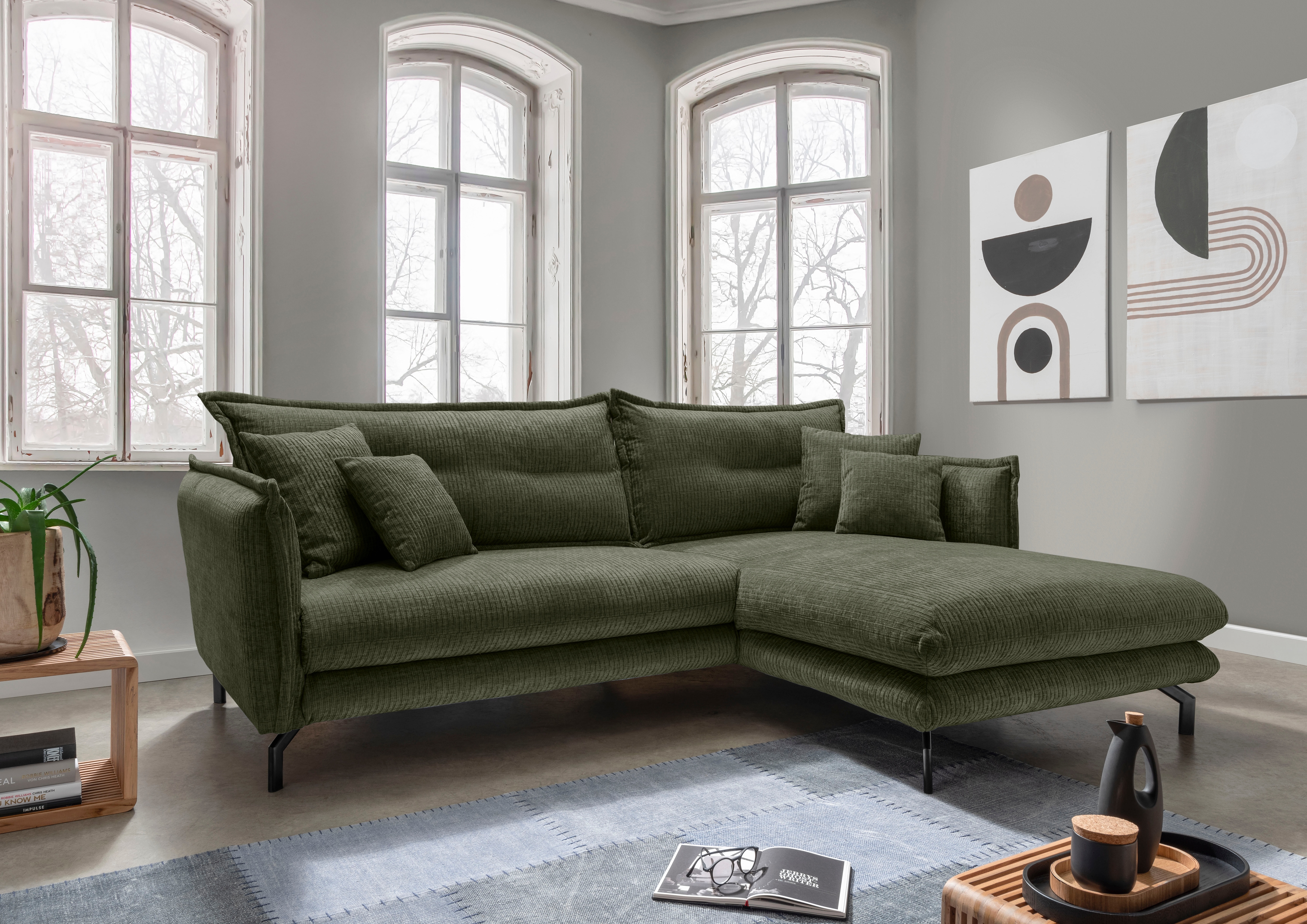 Home affaire Ecksofa "Lava modern & bequem, Breite 255cm, tolle Detailverarbeitung" Armlehnen verstellbar