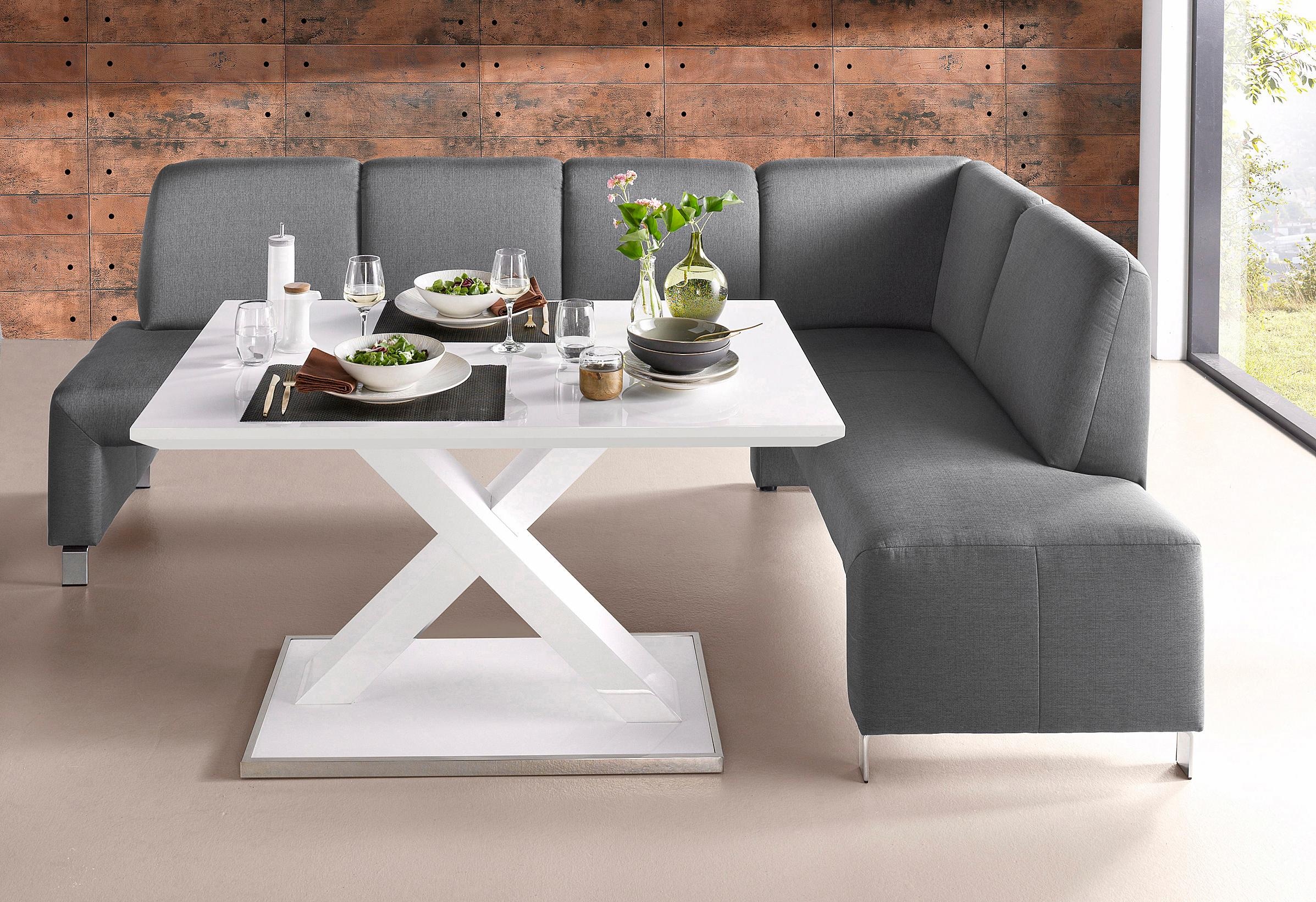 exxpo - sofa fashion Eckbank "Intenso, viele Bezugsstoffe Cord, Struktur 243/158 cm (B/T)" hohe Bodenfreiheit, frei im Raum stellbar, hoher Sitzkomfort