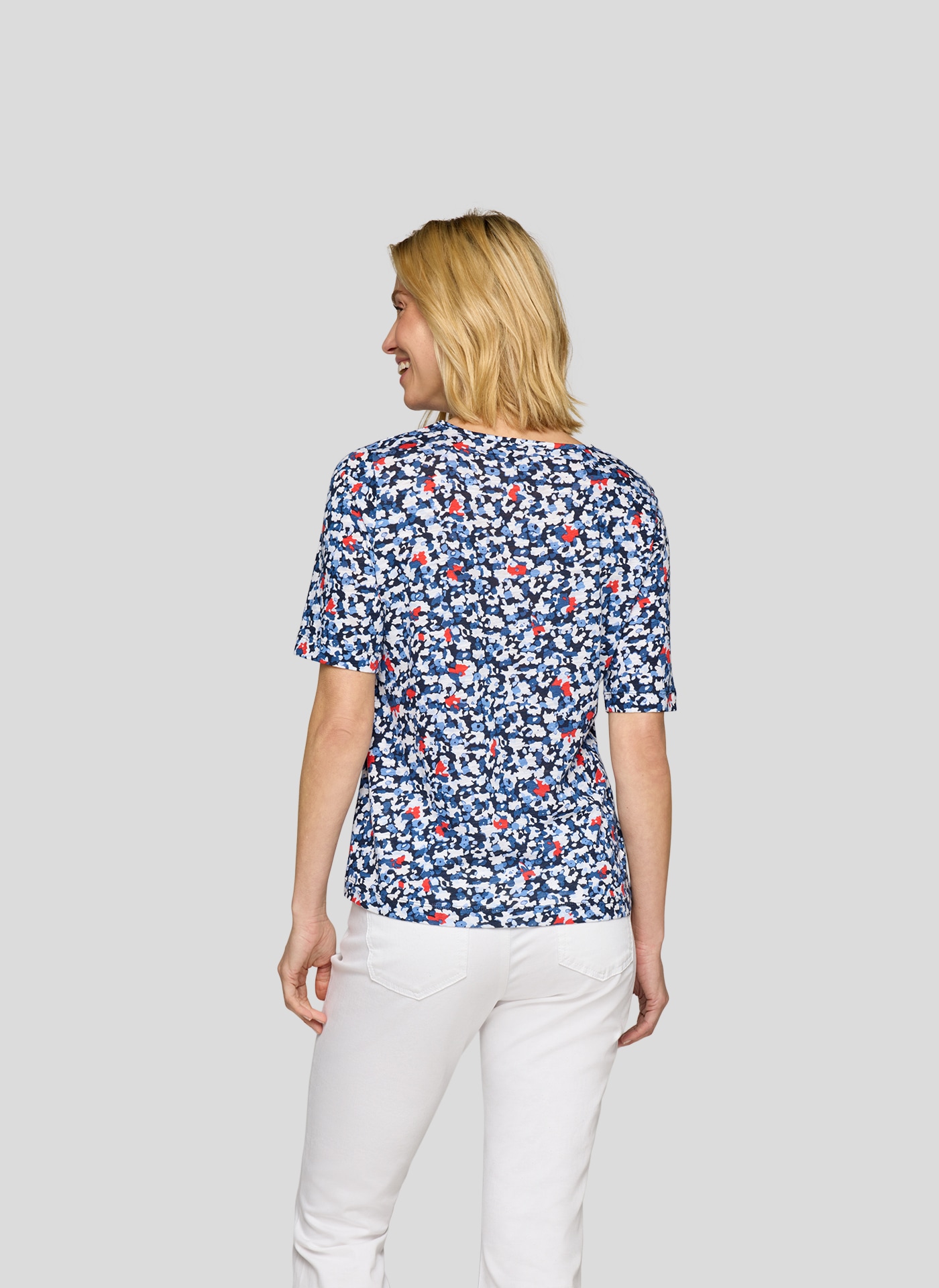Rabe T-Shirt, gemustert und mit Viskose