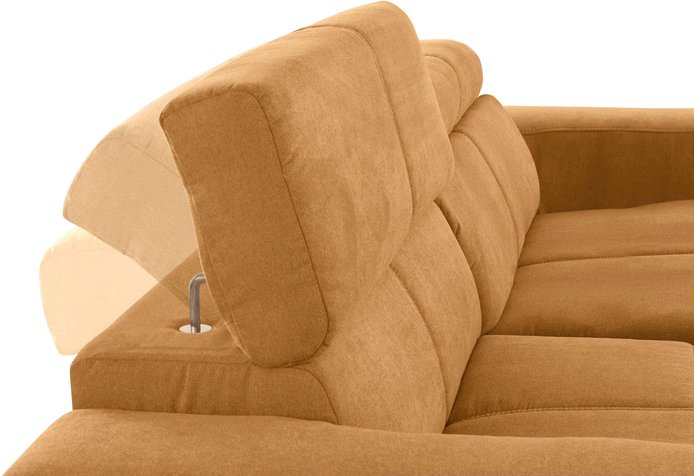 DOMO collection Ecksofa »Brandon, inkl. Kopfteilverstellung, B/T/H: 214/100/80 cm, L-Form«, Mit Kopfteilverstellung, auch in Leder und Cord, L-Form