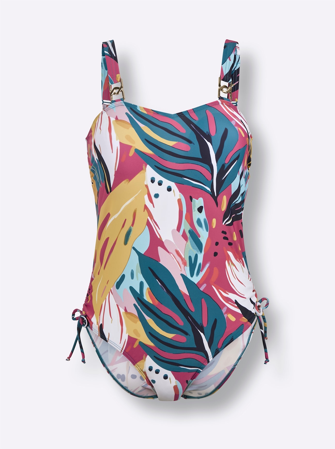 Badeanzug FEEL GOOD, Damen, Gr. 46, Cup D, rosa (fuchsia, topas, bedruckt), Elasthan, Polyamid, Badeanzüge Badeanzug 3