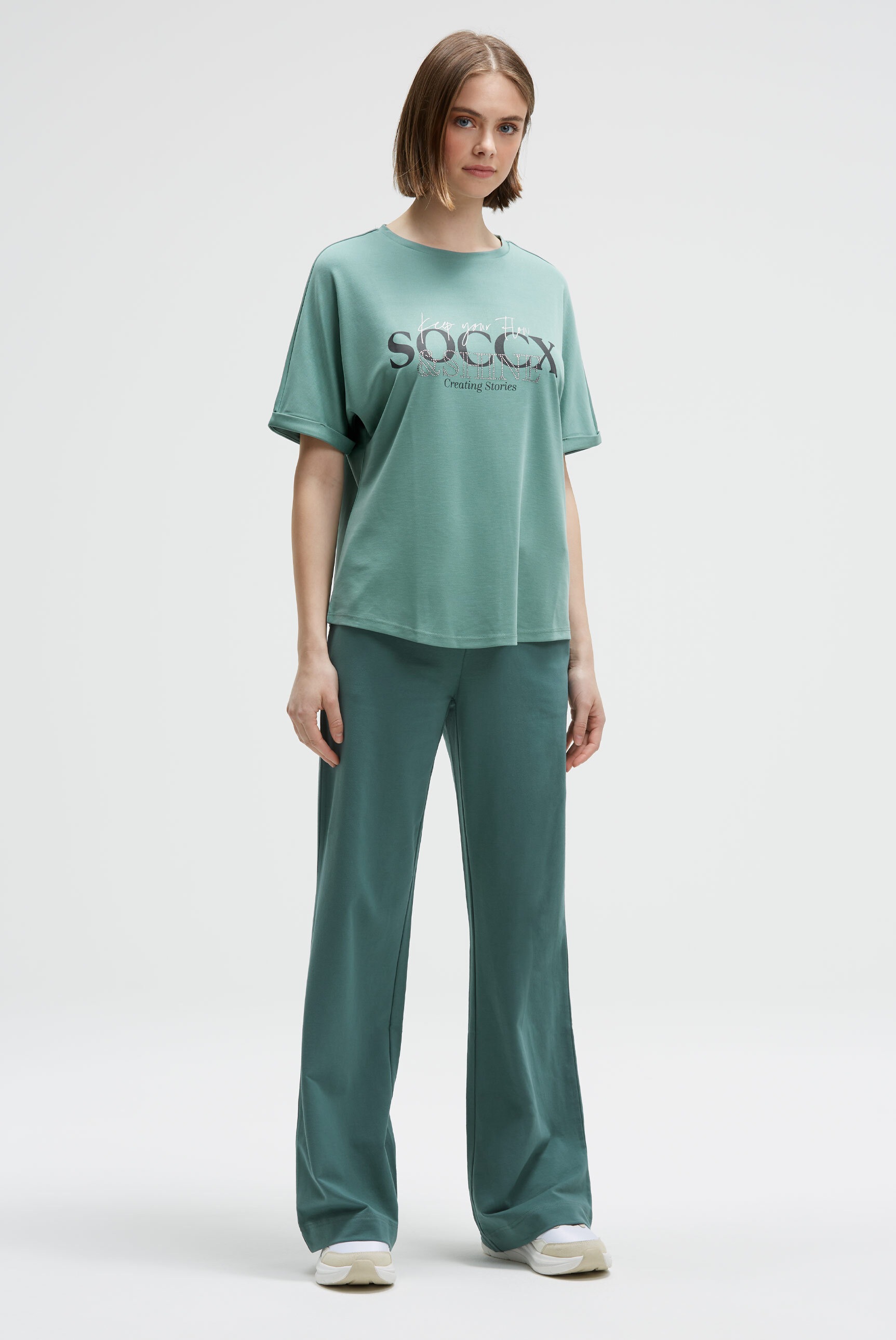 SOCCX Rundhalsshirt mit Fledermausärmeln