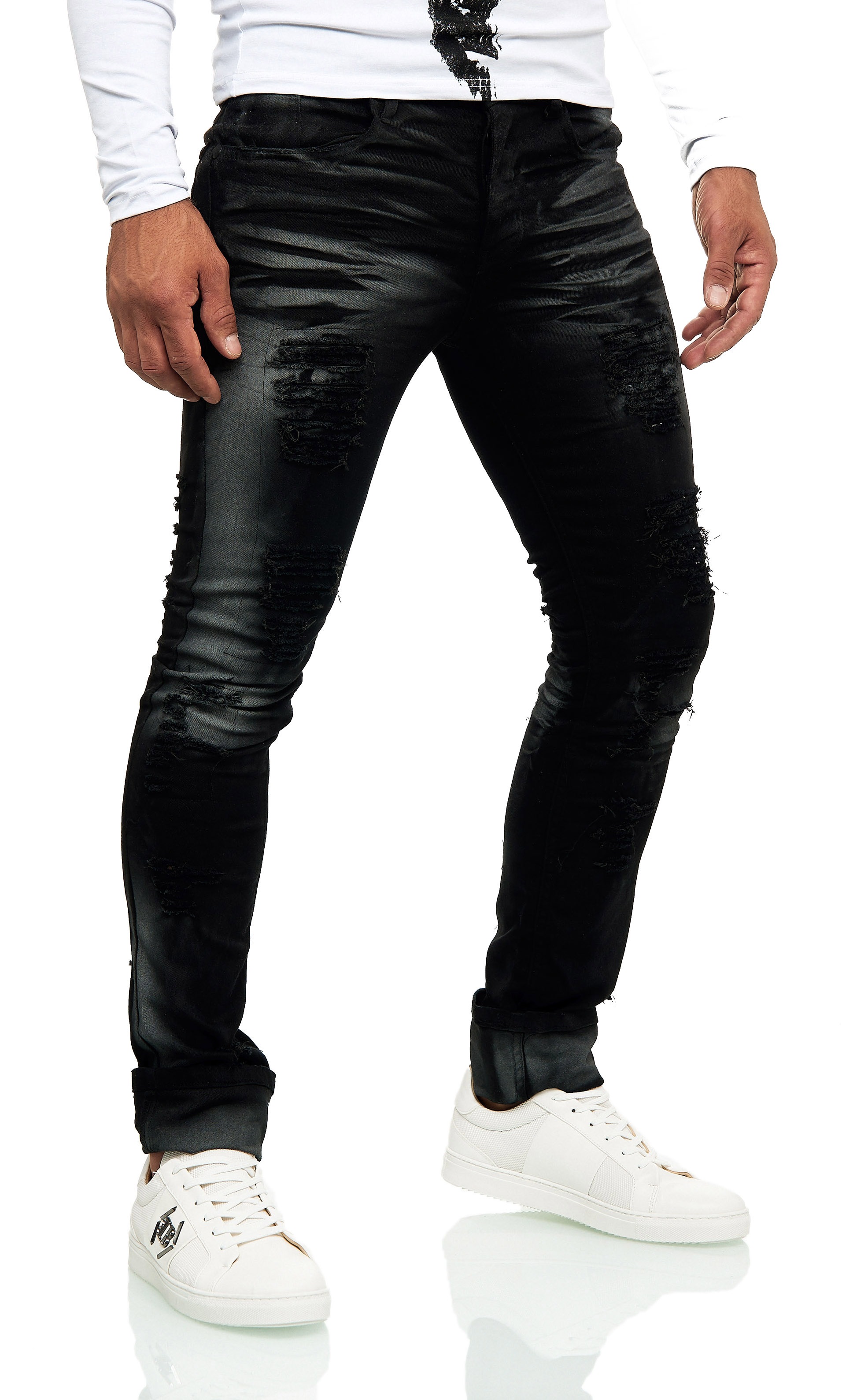 KINGZ Slim-fit-Jeans, im Destroyed-Look mit auffälliger Waschung