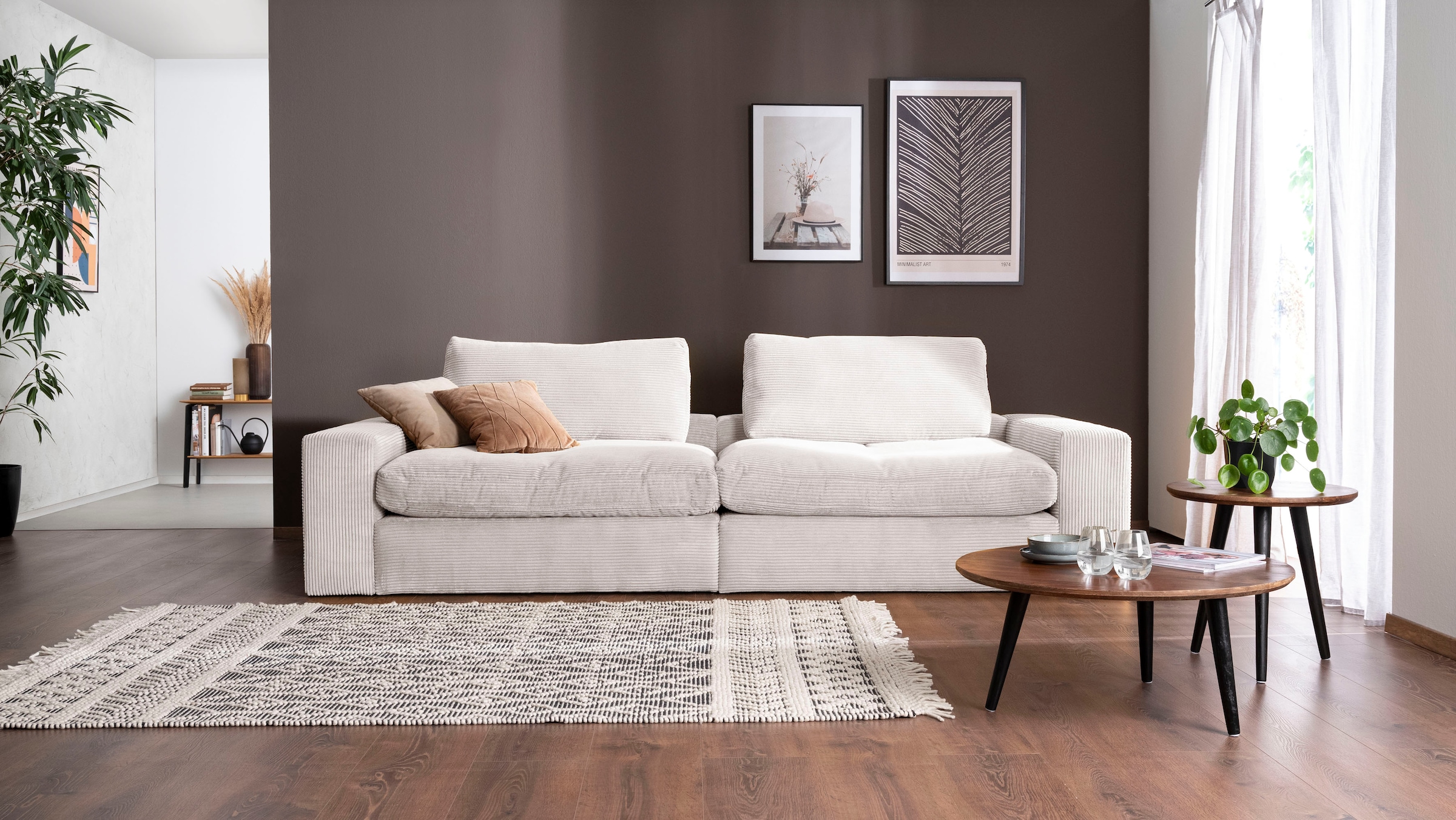 alina Big-Sofa »Sandy«, 296 cm breit und 98 cm tief, in modernem Cordstoff  | BAUR